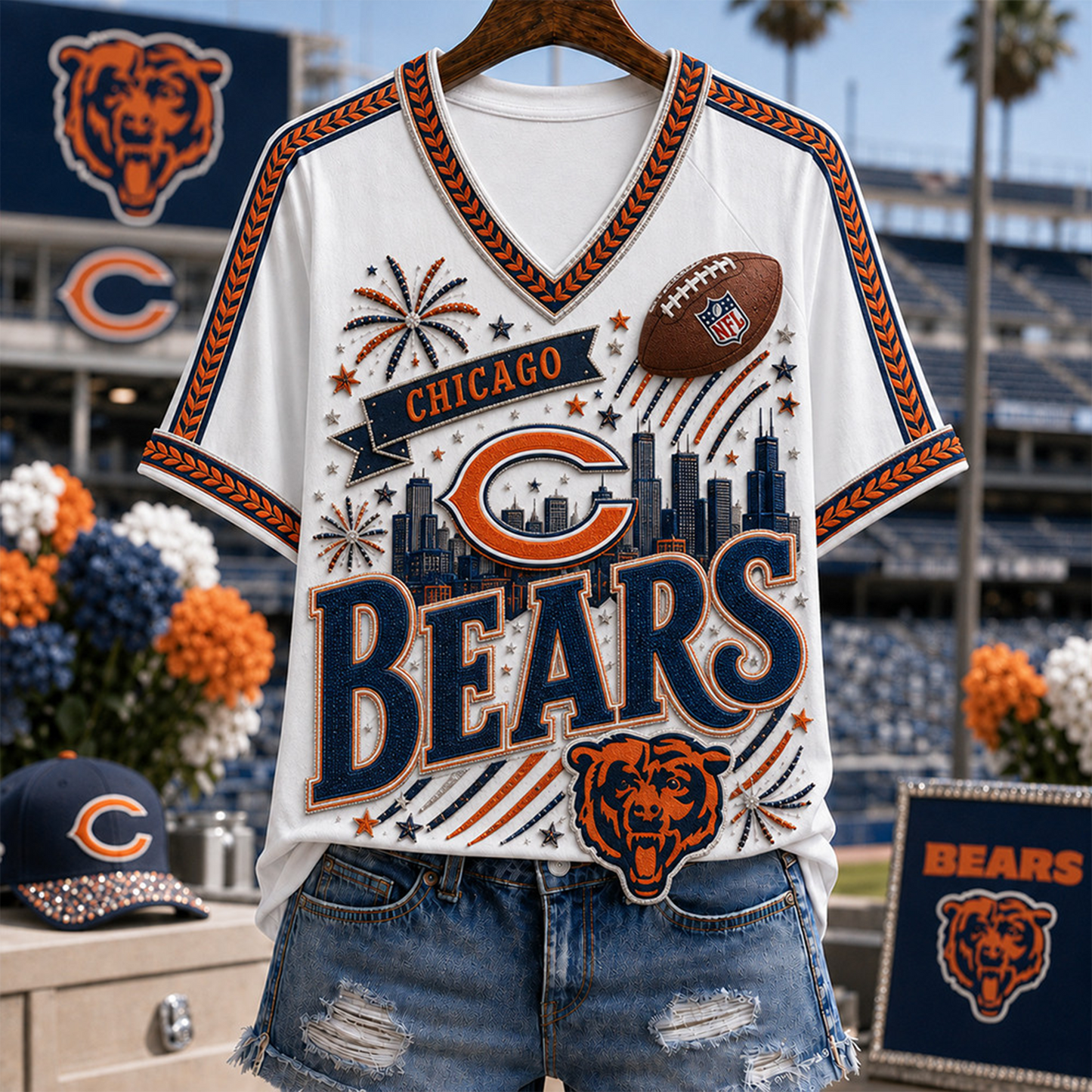 CB_Denver Broncos NFL WOMAN V-NECK SHIRT FOR FAN 210726