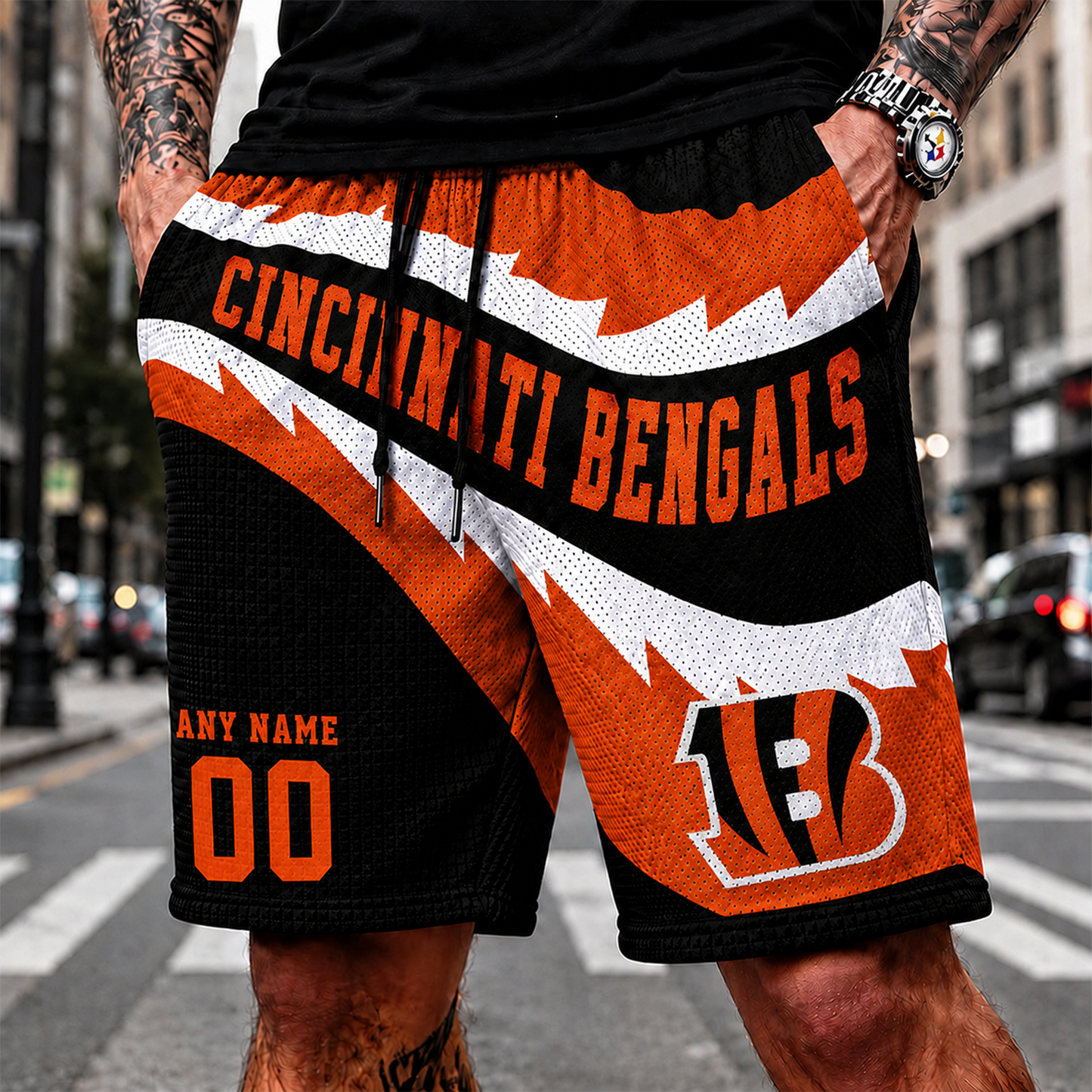 CIN_NFL SHORT PANTS CUSTOM NAME & NUMBER FOR FAN