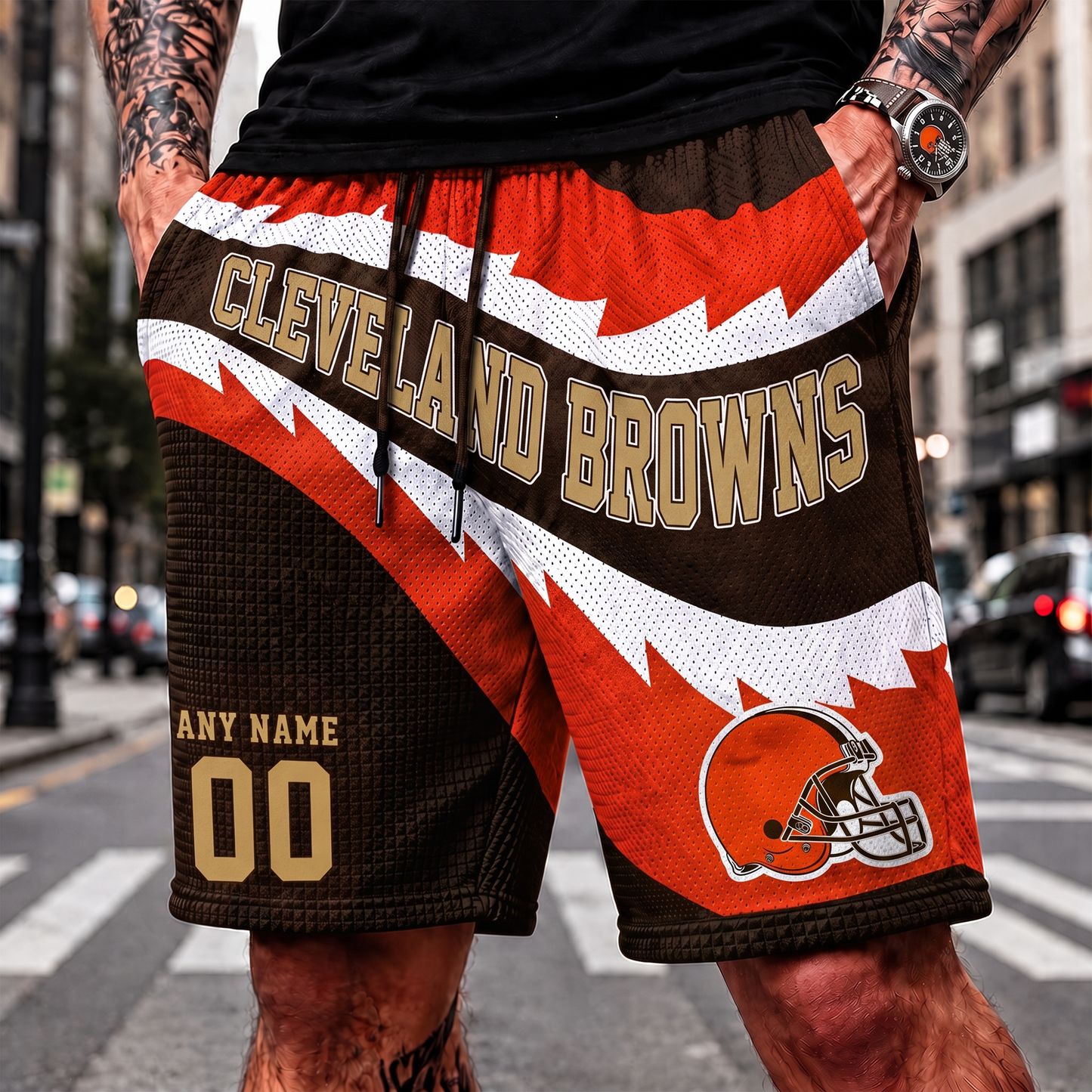 CLE_NFL SHORT PANTS CUSTOM NAME & NUMBER FOR FAN