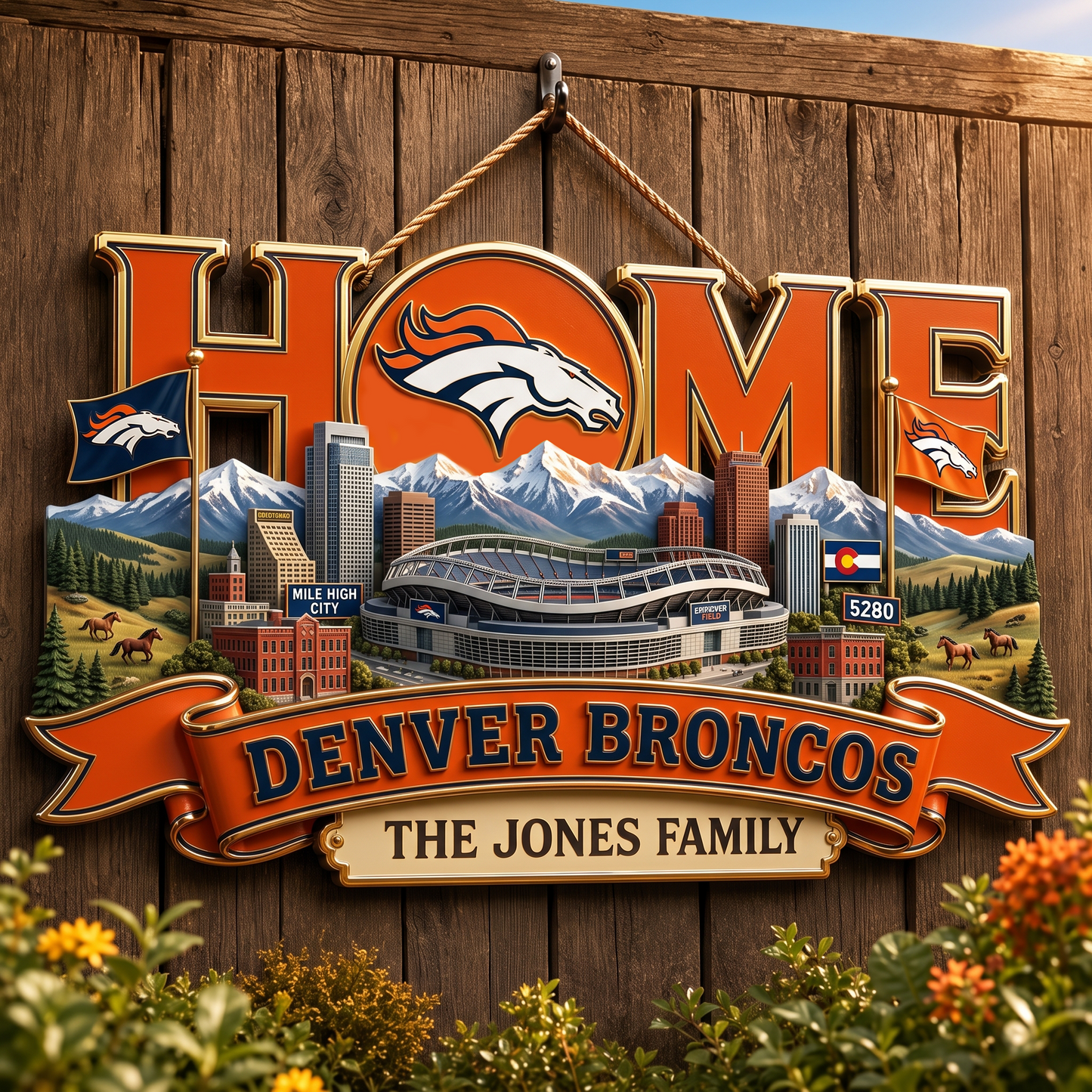 DB x NFL Team Home Metal Sign Custom Any Name Gifts For Home Decor