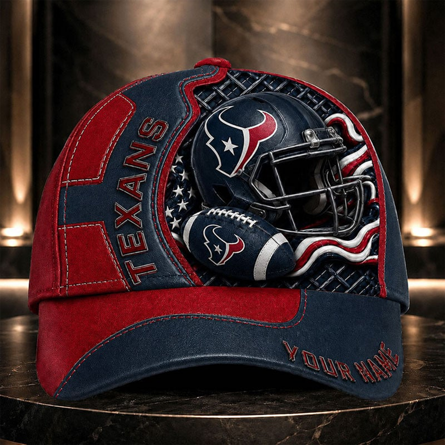 HT _NFL Legacy 3D Premium Leather Cap – Personalized Edition
