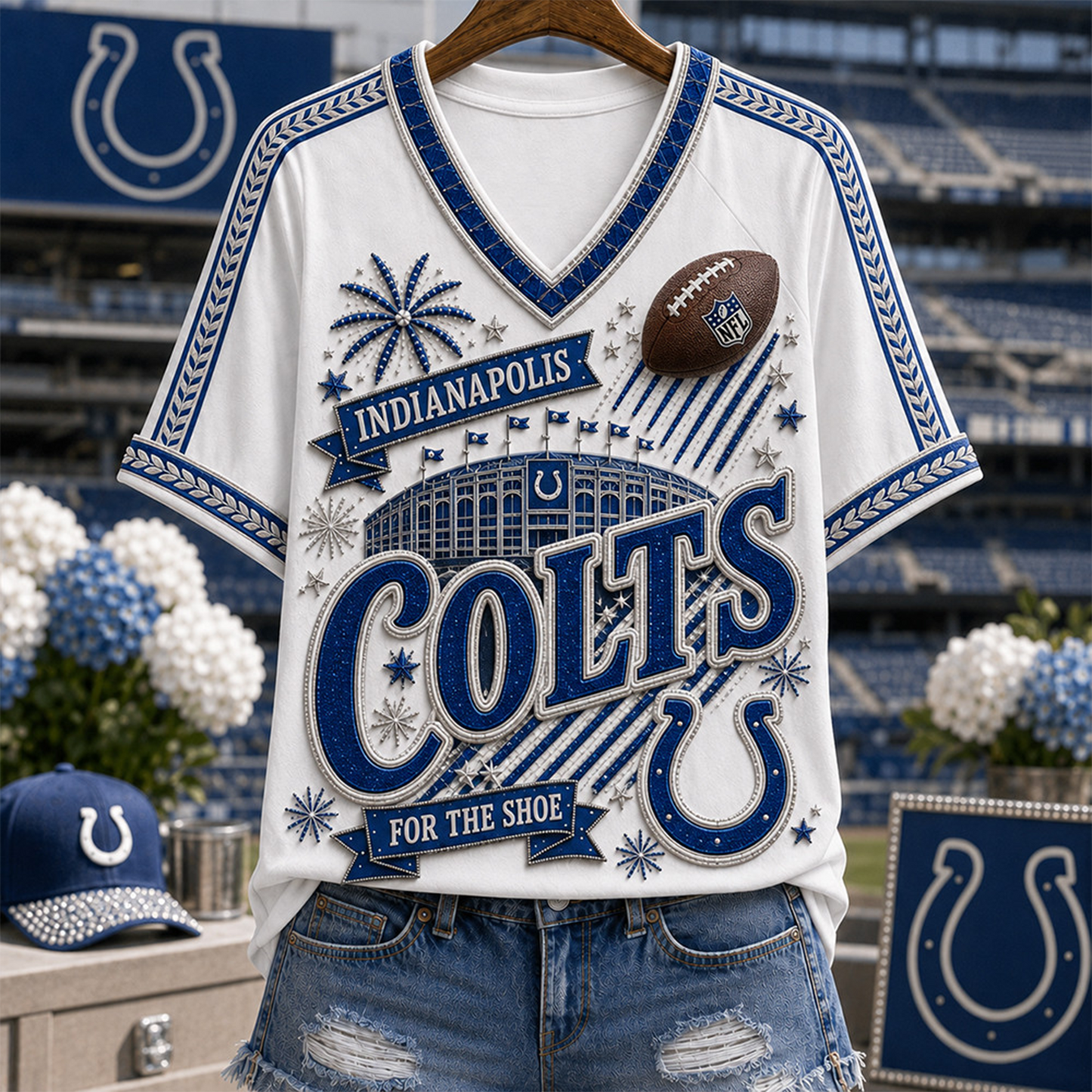 IC_Denver Broncos NFL WOMAN V-NECK SHIRT FOR FAN 210726