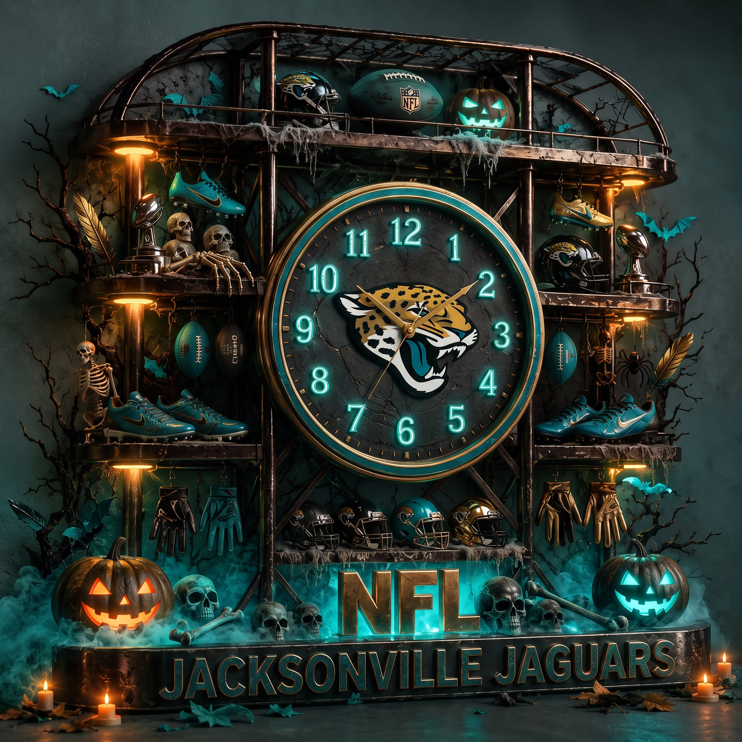 JAC X NFL Haunted Legacy Wall Clock – Halloween Limited Edition