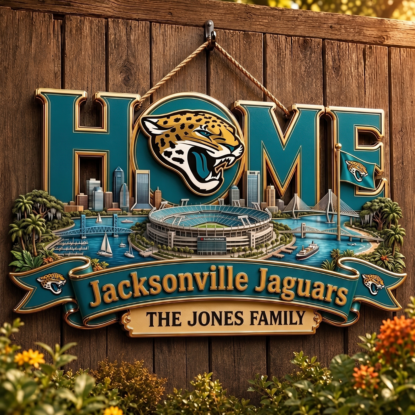 JJ x NFL Team Home Metal Sign Custom Any Name Gifts For Home Decor