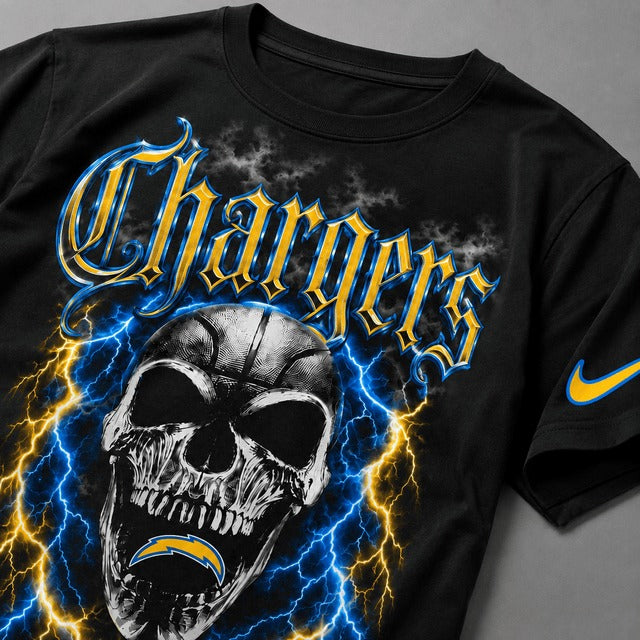 LAC Premium NFL Premium Skull Lightning Graphic T-Shirt