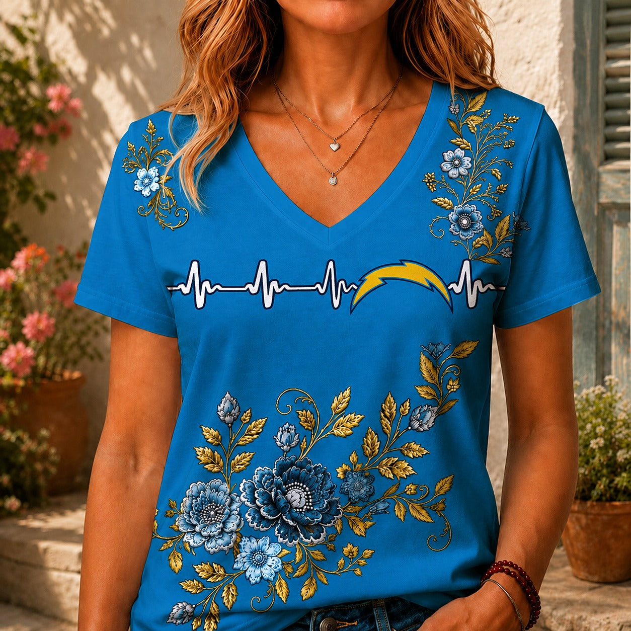 LAC x NFL Luxury Women V-Neck Shirt