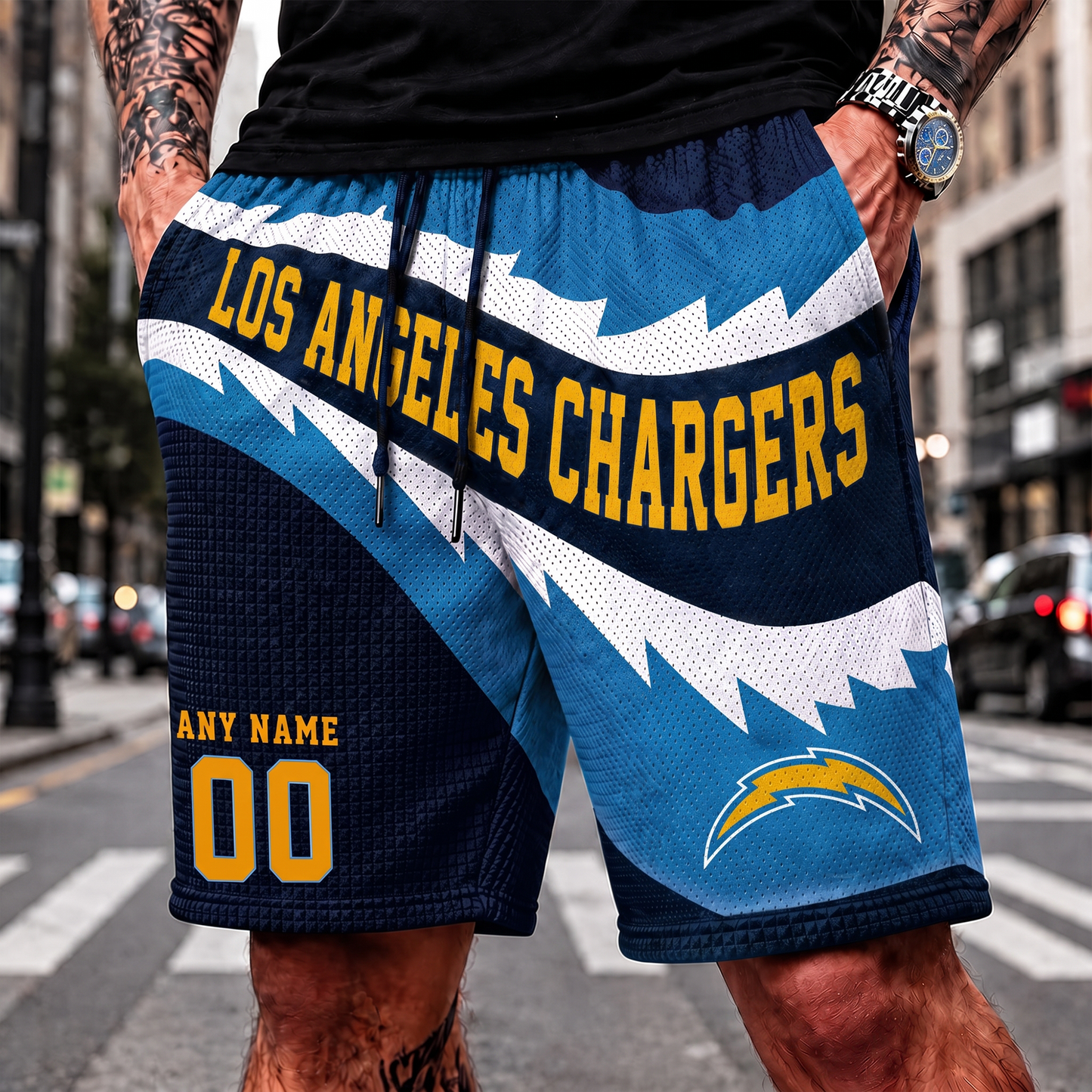 LAC_NFL SHORT PANTS CUSTOM NAME & NUMBER FOR FAN
