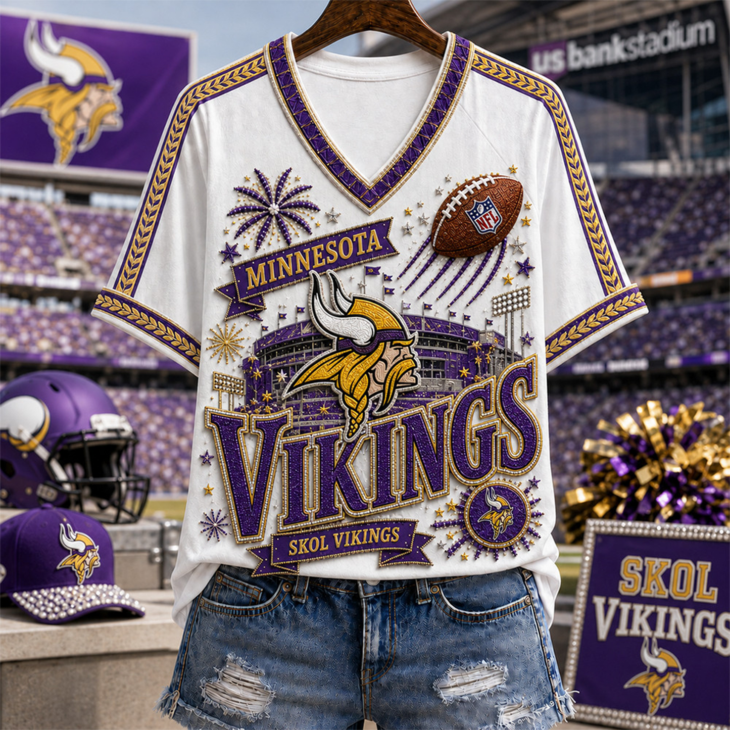 MV_Denver Broncos NFL WOMAN V-NECK SHIRT FOR FAN 210726
