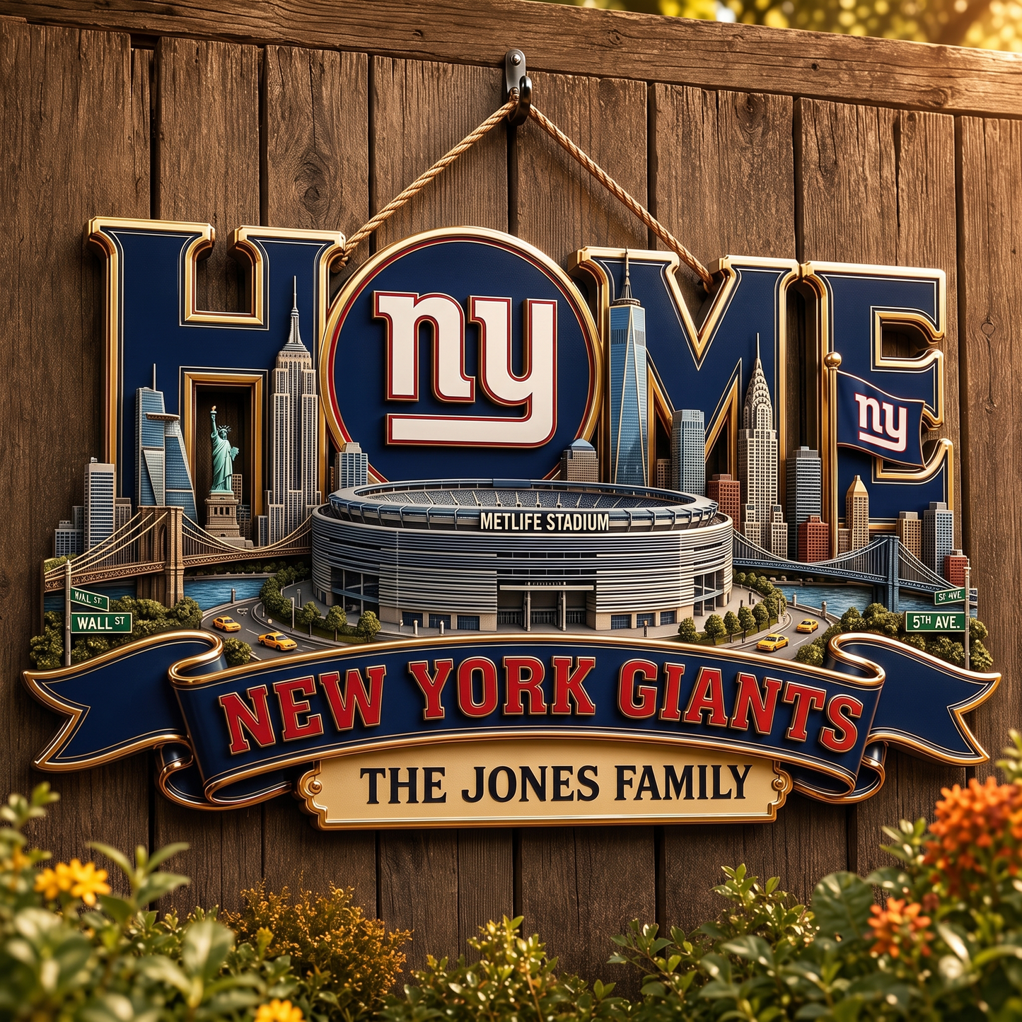 NYG x NFL Team Home Metal Sign Custom Any Name Gifts For Home Decor