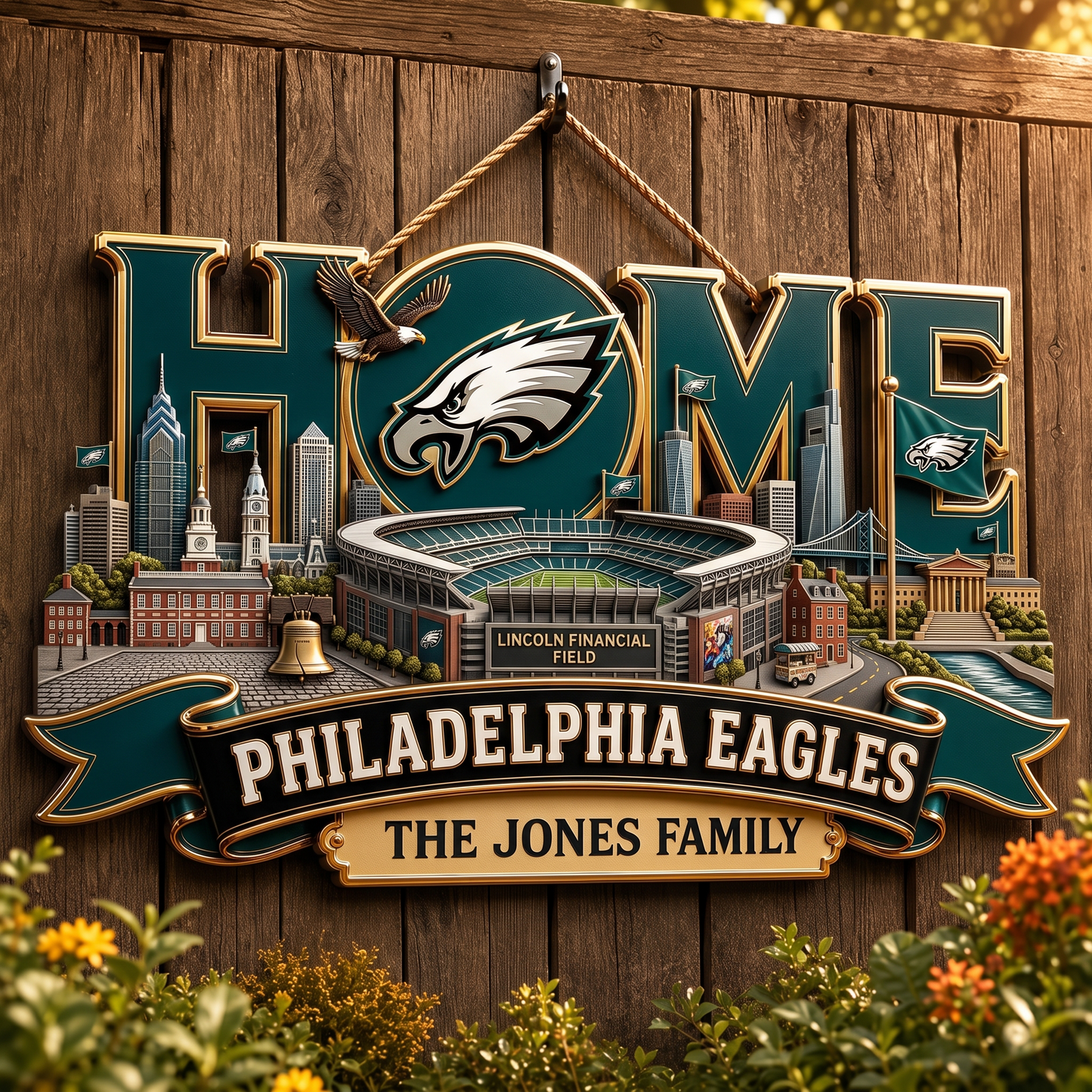 PE x NFL Team Home Metal Sign Custom Any Name Gifts For Home Decor