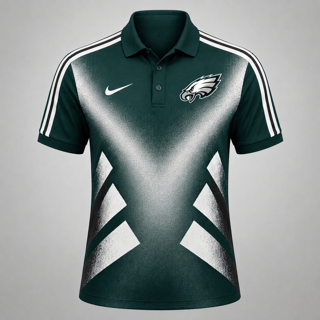 PE x Premium NFL Sports Fan Geometric Pattern Polo Shirt