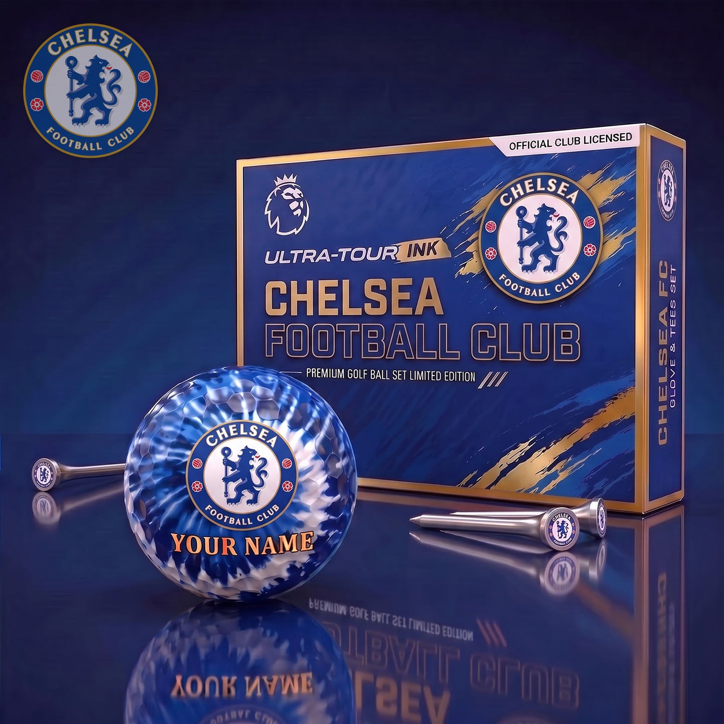 PREMIUM EPL X CHE Glam-Lux PERSONALIZED TIE-Dye GOLF BALL SET LIMITED EDTION