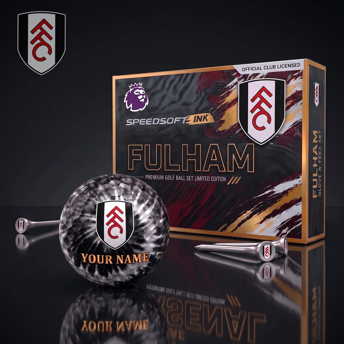 PREMIUM EPL X FUL Glam-Lux PERSONALIZED TIE-Dye GOLF BALL SET LIMITED EDTION