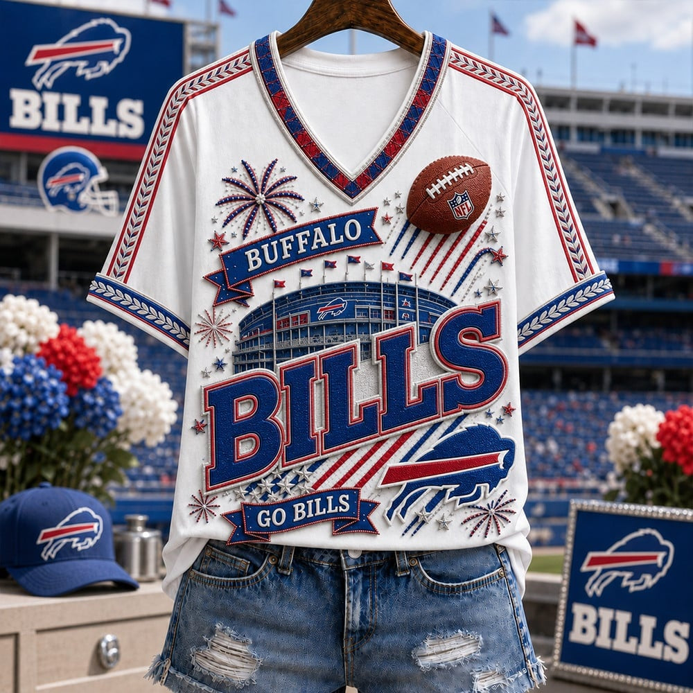 PREMIUM NFL X BUF EXCLUSIVE WOMAN V-NECK SHIRT LIMITED EDITION