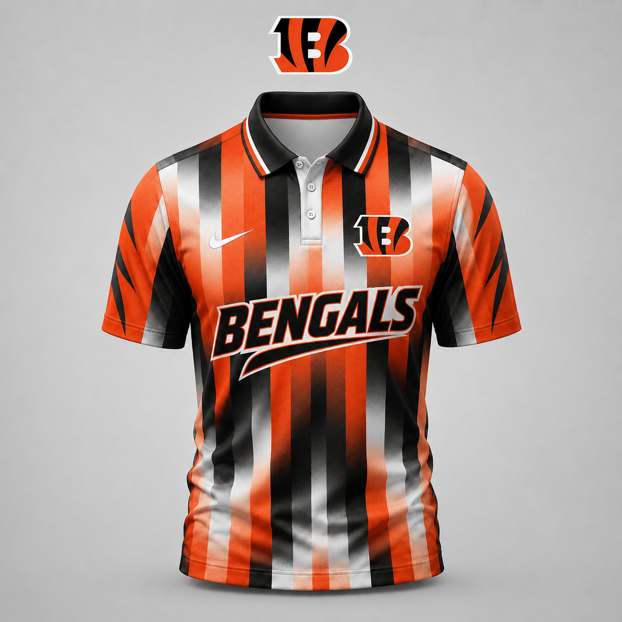 PREMIUM NFL X CIN EXCLUSIVE Polo Shirt For Men Football Fans Loving Vertical Stripes