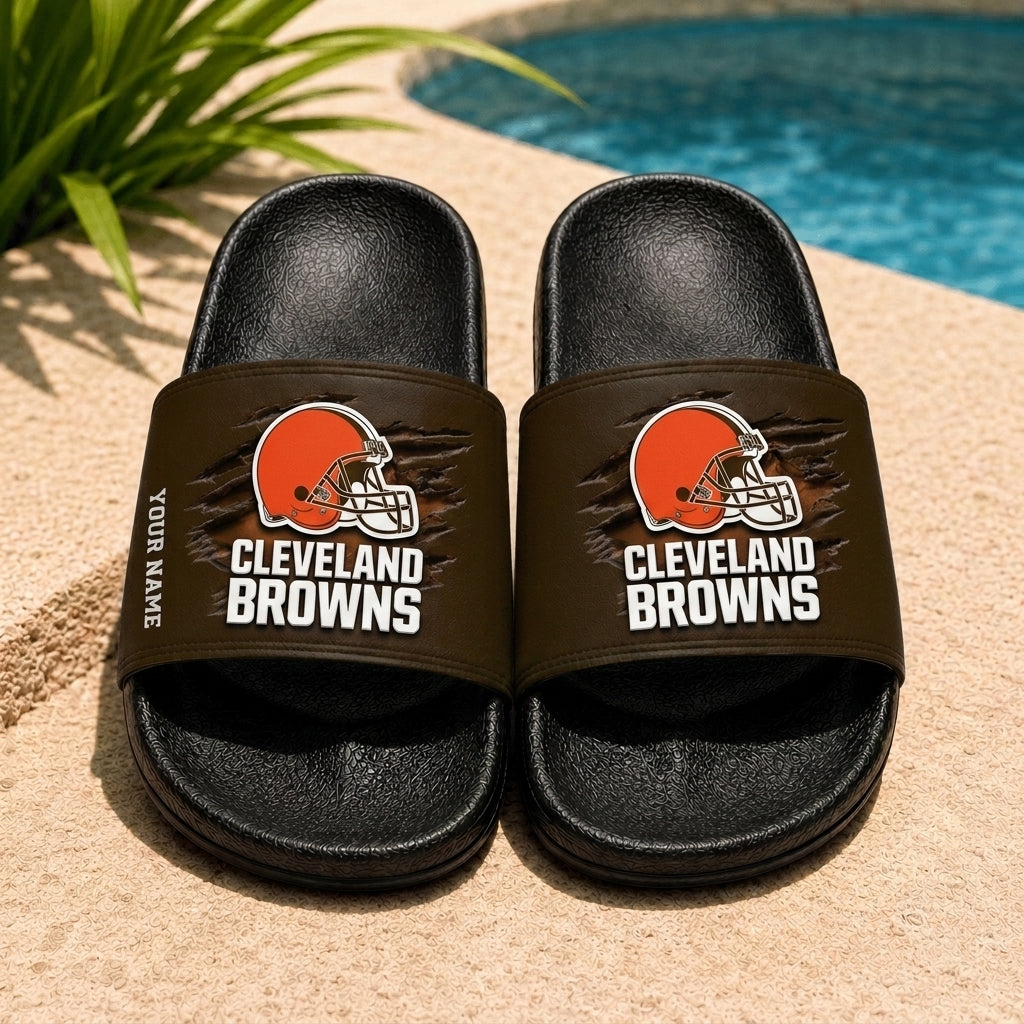 PREMIUM NFL X CLE EXCLUSIVE Unisex Slippers Custom Name For Summer Time