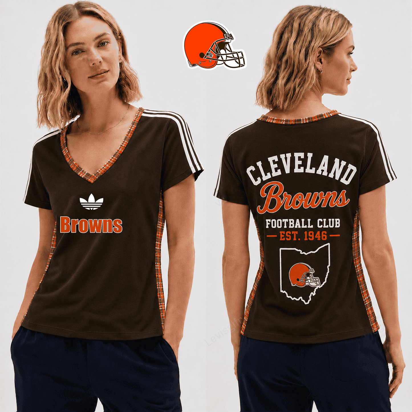 PREMIUM NFL X CLE EXCLUSIVE Women's V-Neck T-Shirt LIMITED EDITION