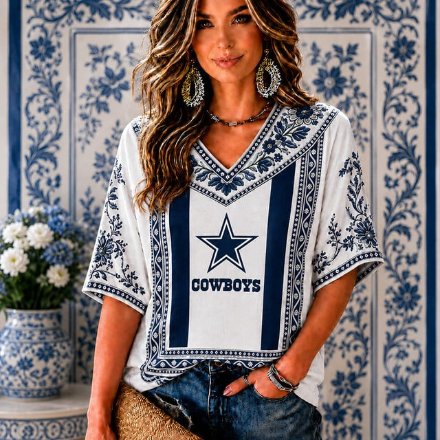 PREMIUM NFL X DC EXCLUSIVE SILK V-NECK WOMAN SHIRT LIMITED EDITION