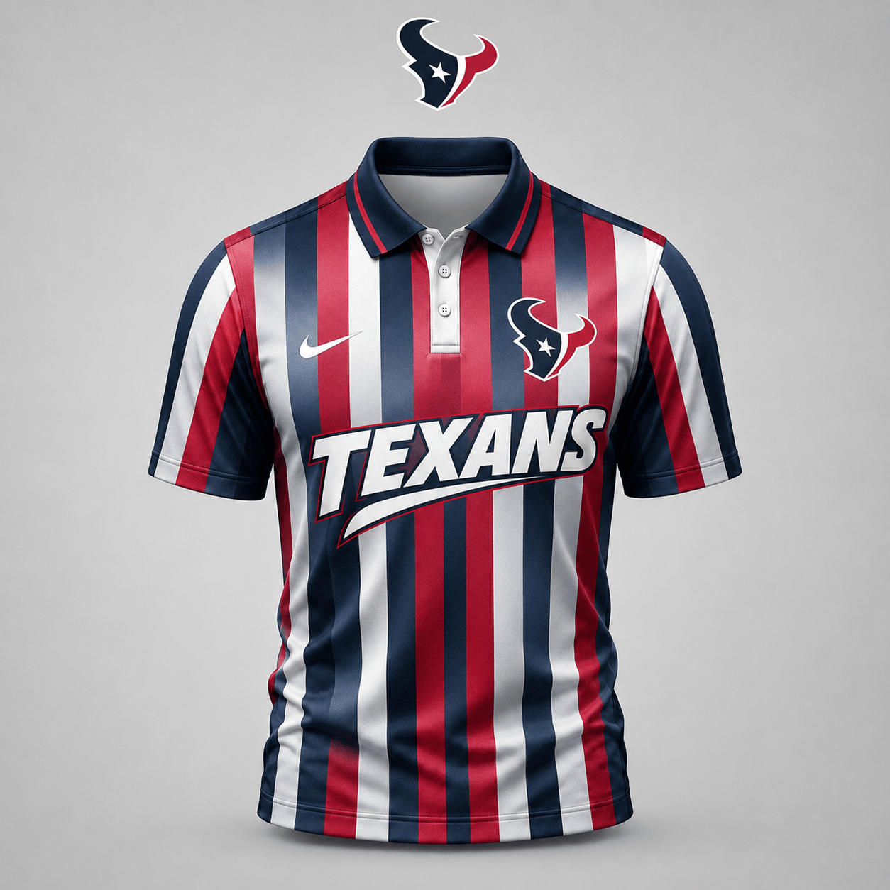 PREMIUM NFL X HOU EXCLUSIVE Polo Shirt For Men Football Fans Loving Vertical Stripes