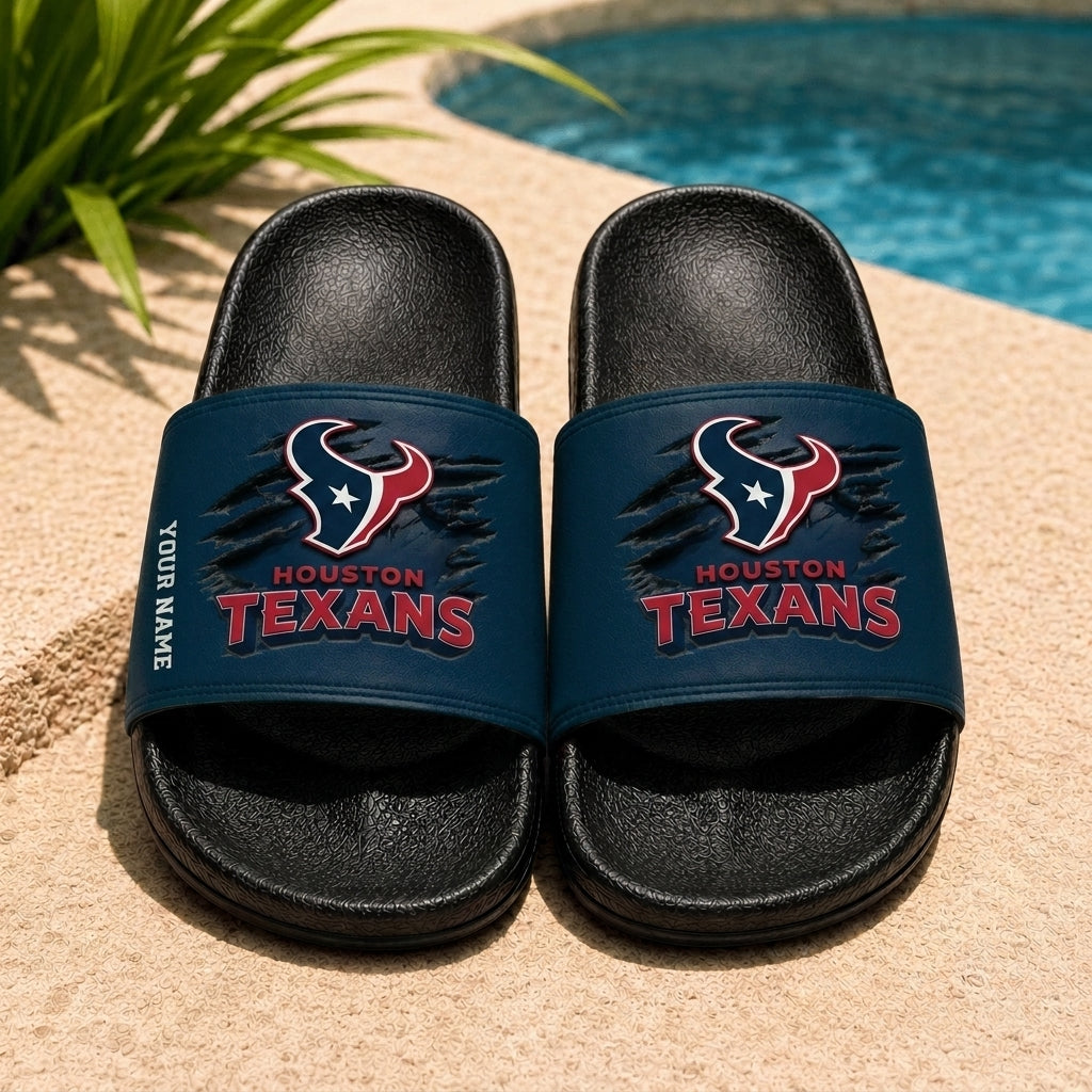 PREMIUM NFL X HOU EXCLUSIVE Unisex Slippers Custom Name For Summer Time