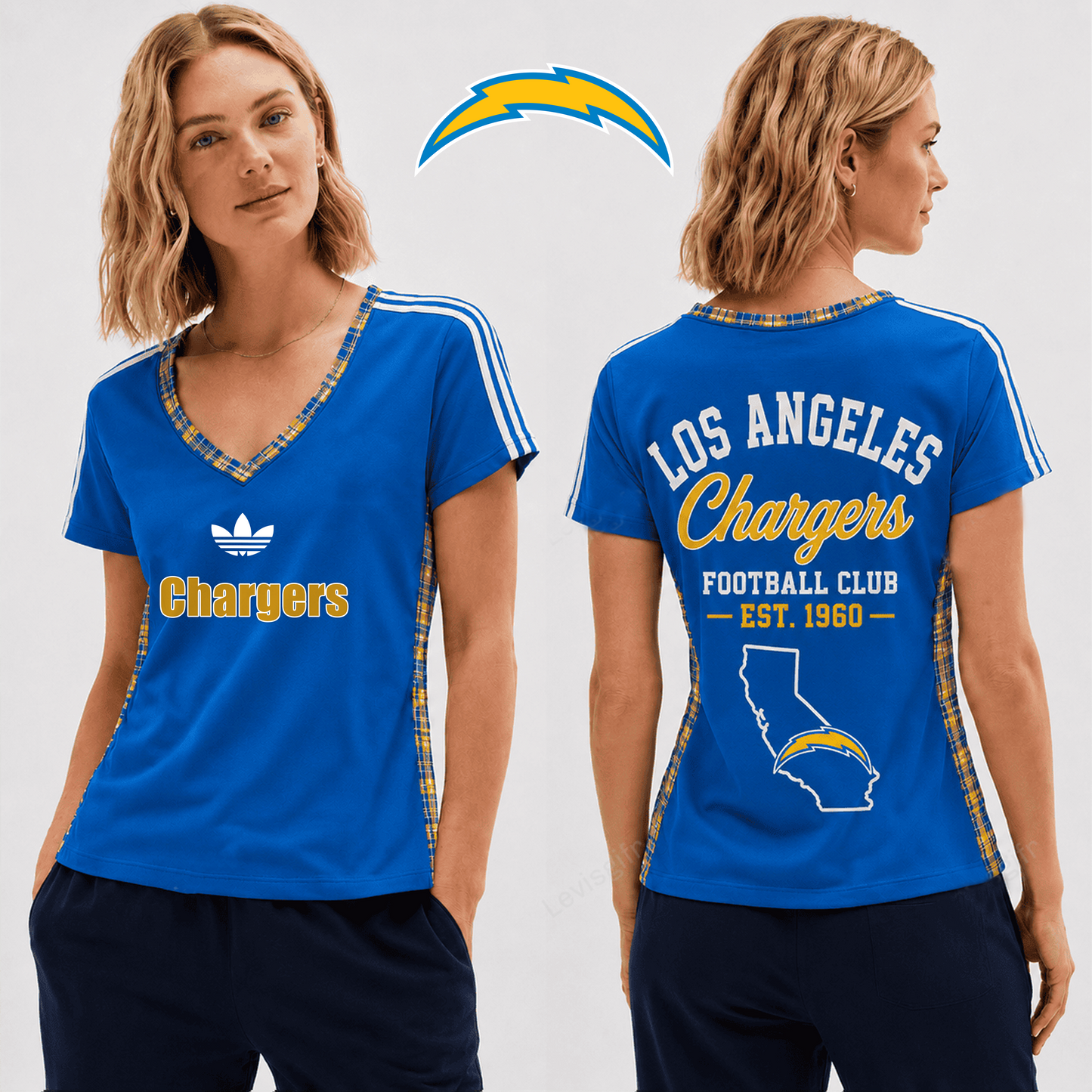 PREMIUM NFL X LAC EXCLUSIVE Women's V-Neck T-Shirt LIMITED EDITION