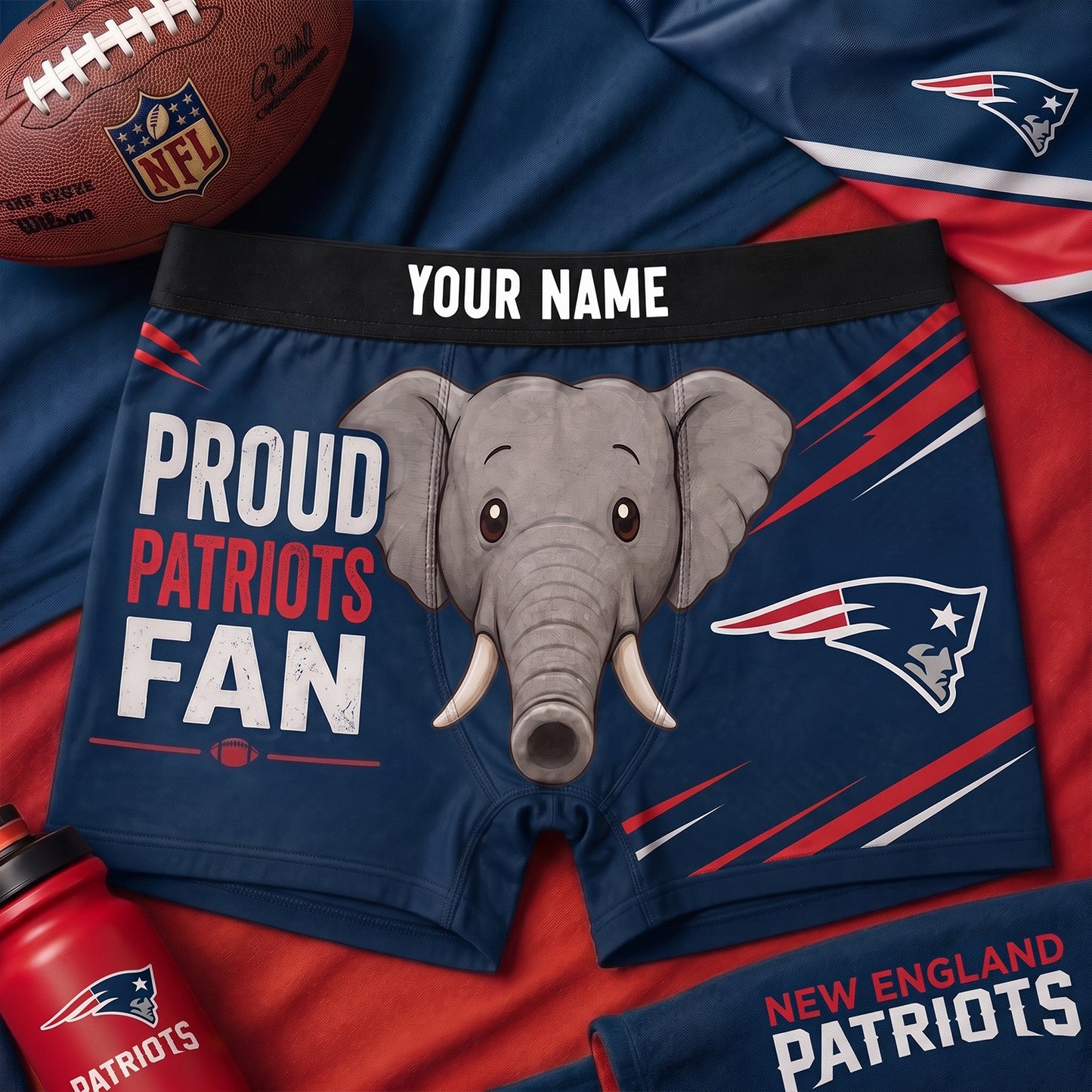 PREMIUM NFL X NE Funny Elephant Men Boxers personalized