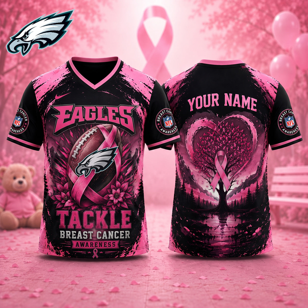 PREMIUM NFL X PHI Exclusive Breast Cancer Awareness Vneck -TSHIRT