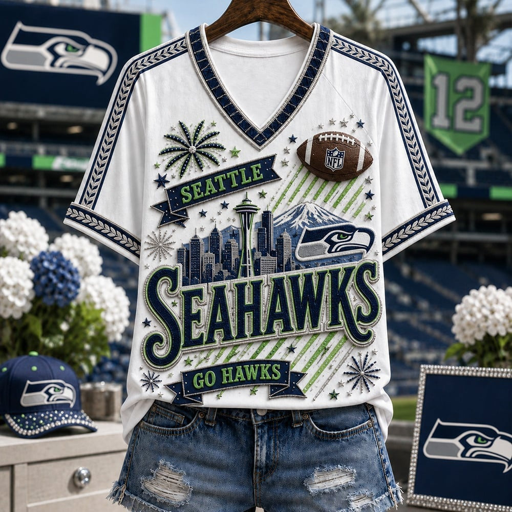PREMIUM NFL X SEA EXCLUSIVE WOMAN V-NECK SHIRT LIMITED EDITION