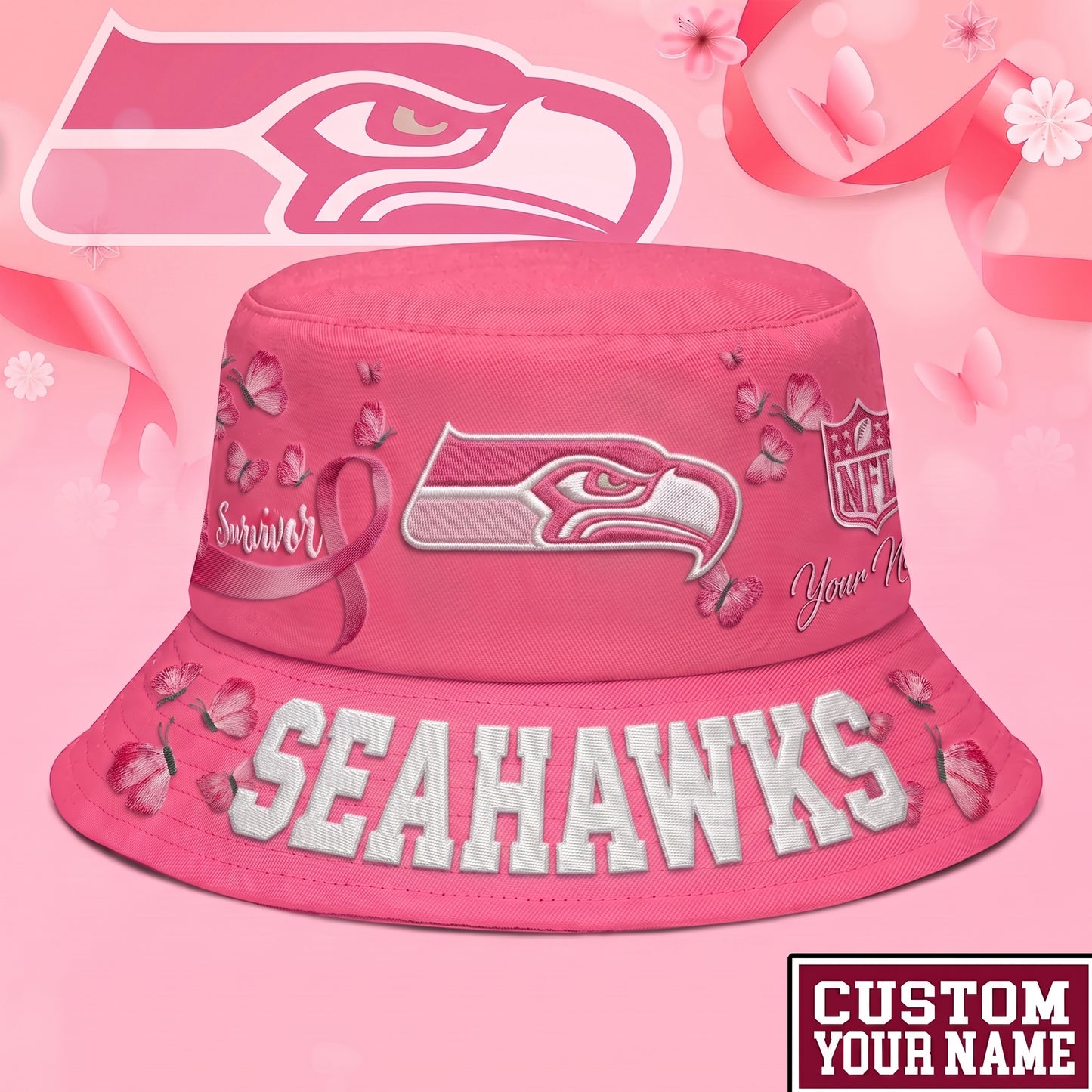 PREMIUM NFL X SS EXCLUSIVE BREAST CANCER SURVIOR BUCKET HAT