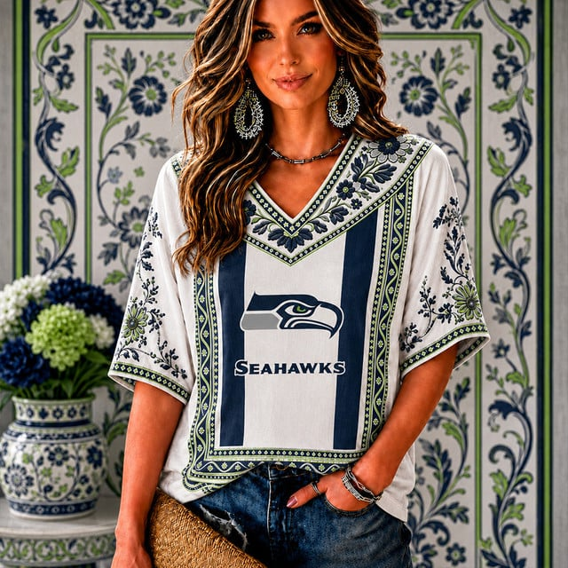PREMIUM NFL X SS EXCLUSIVE SILK V-NECK WOMAN SHIRT LIMITED EDITION