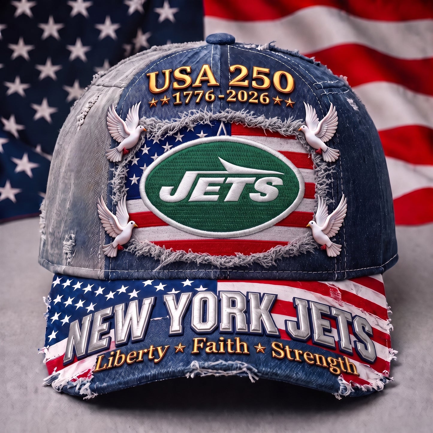 PREMIUM NFL x NYJ 250 Years Anniversary Of Freedom Cap V5