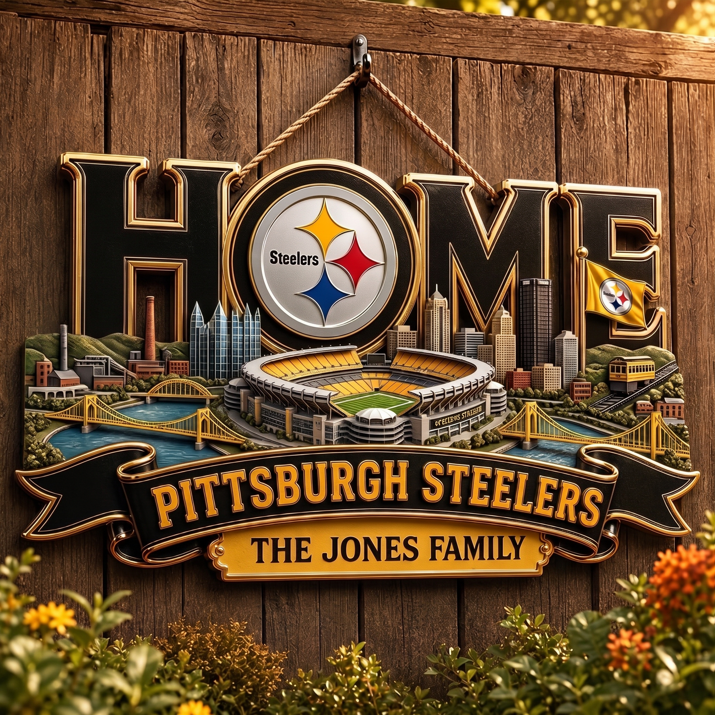 PS x NFL Team Home Metal Sign Custom Any Name Gifts For Home Decor