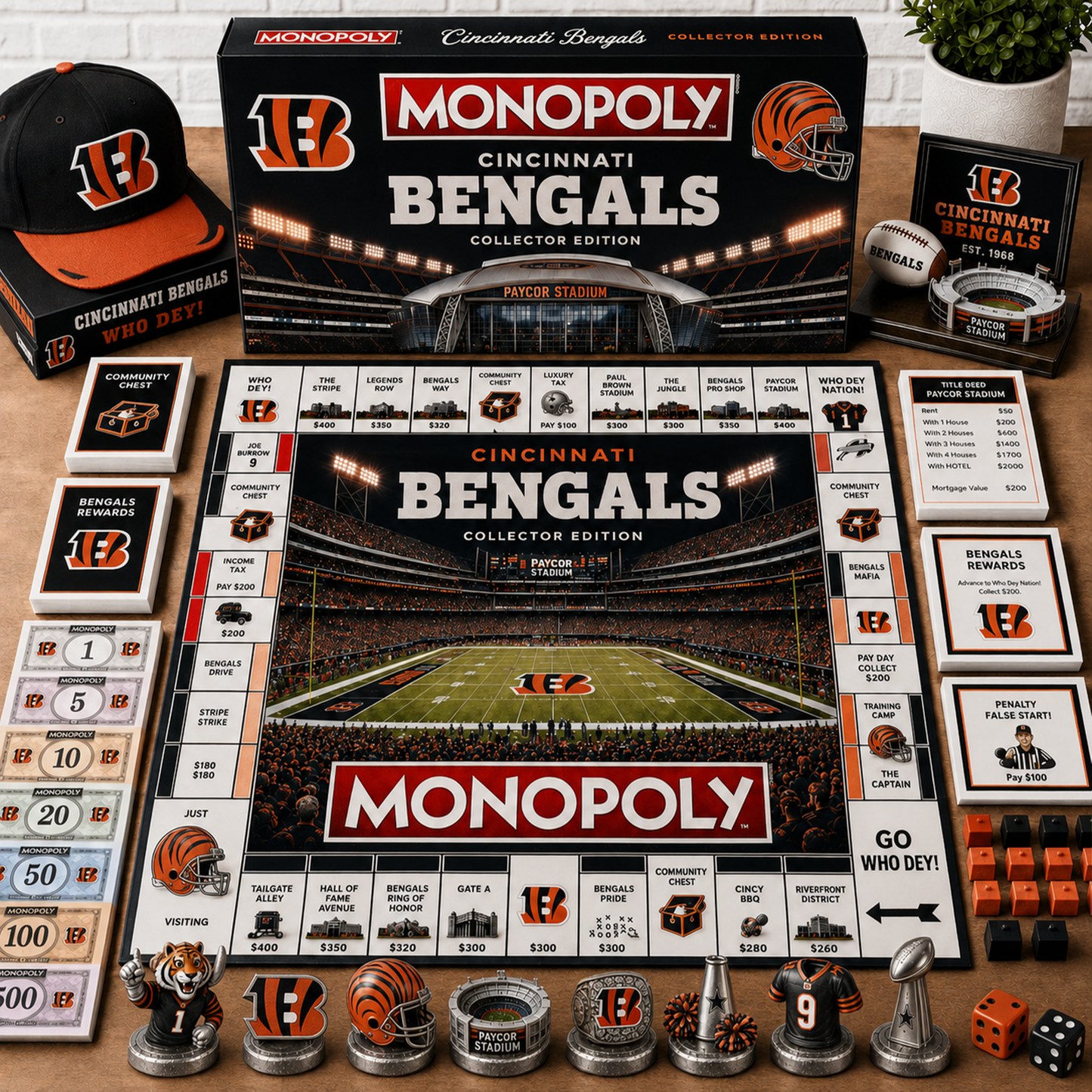 Premium NFL CIN Monopoly Collector Edition Board Game