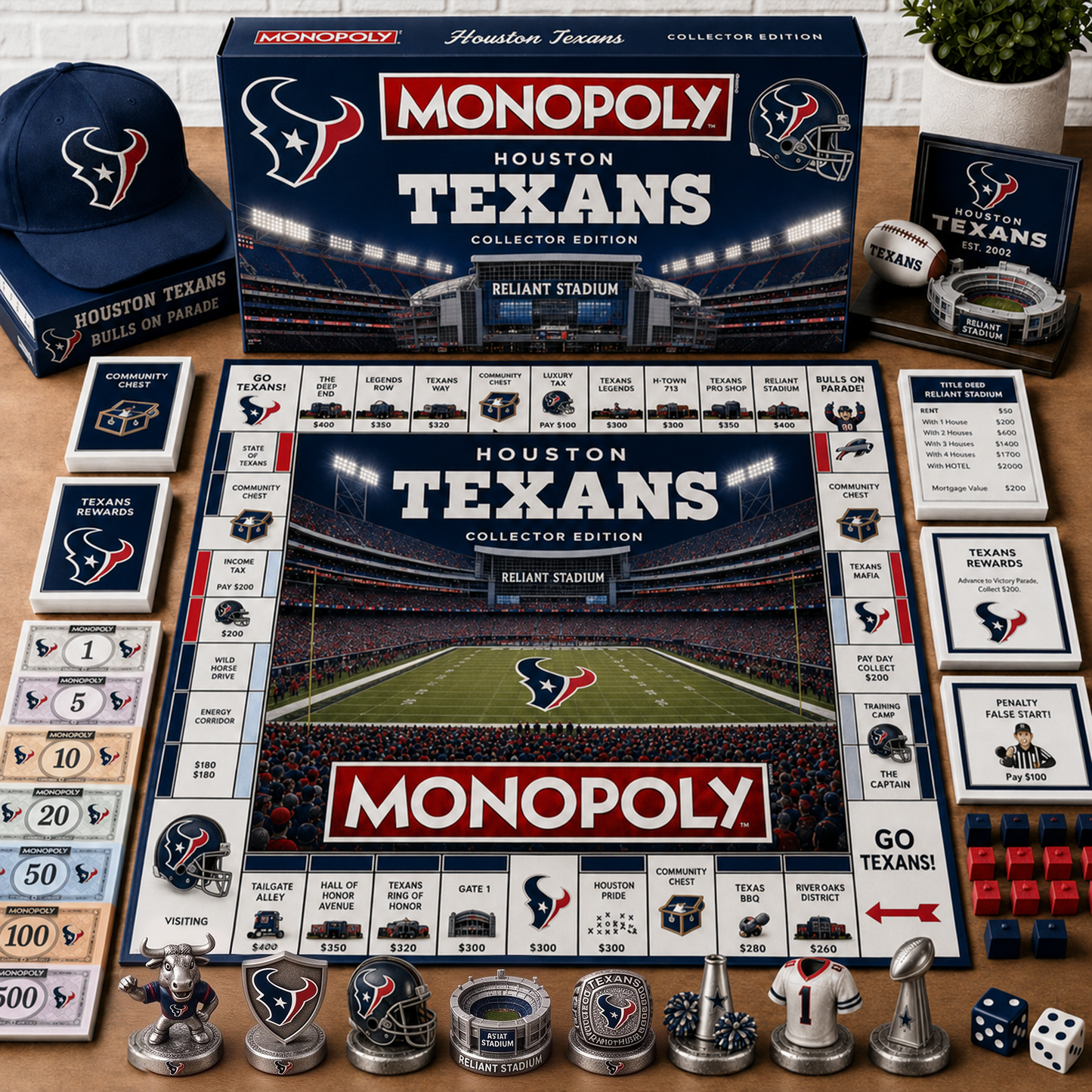 Premium NFL HOU Monopoly Collector Edition Board Game