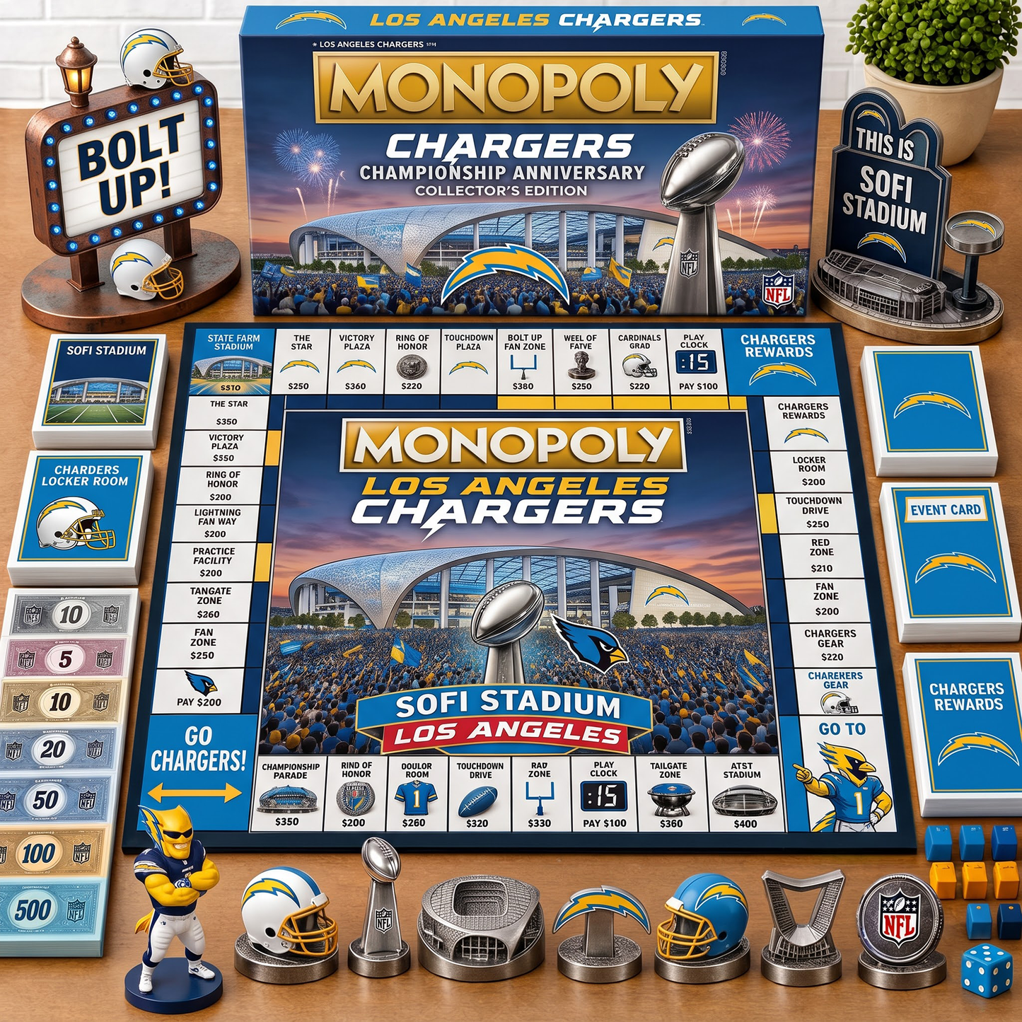 Premium NFL LAC Championship Anniversary Monopoly Collector’s Edition Board Game V3