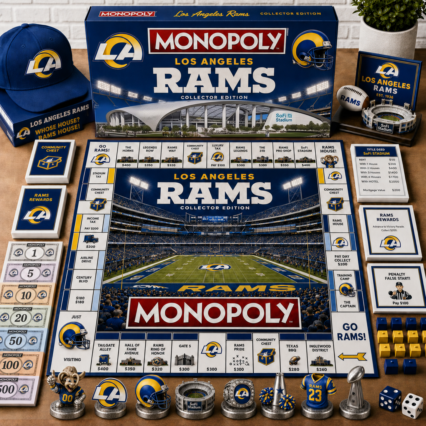 Premium NFL LAR Monopoly Collector Edition Board Game