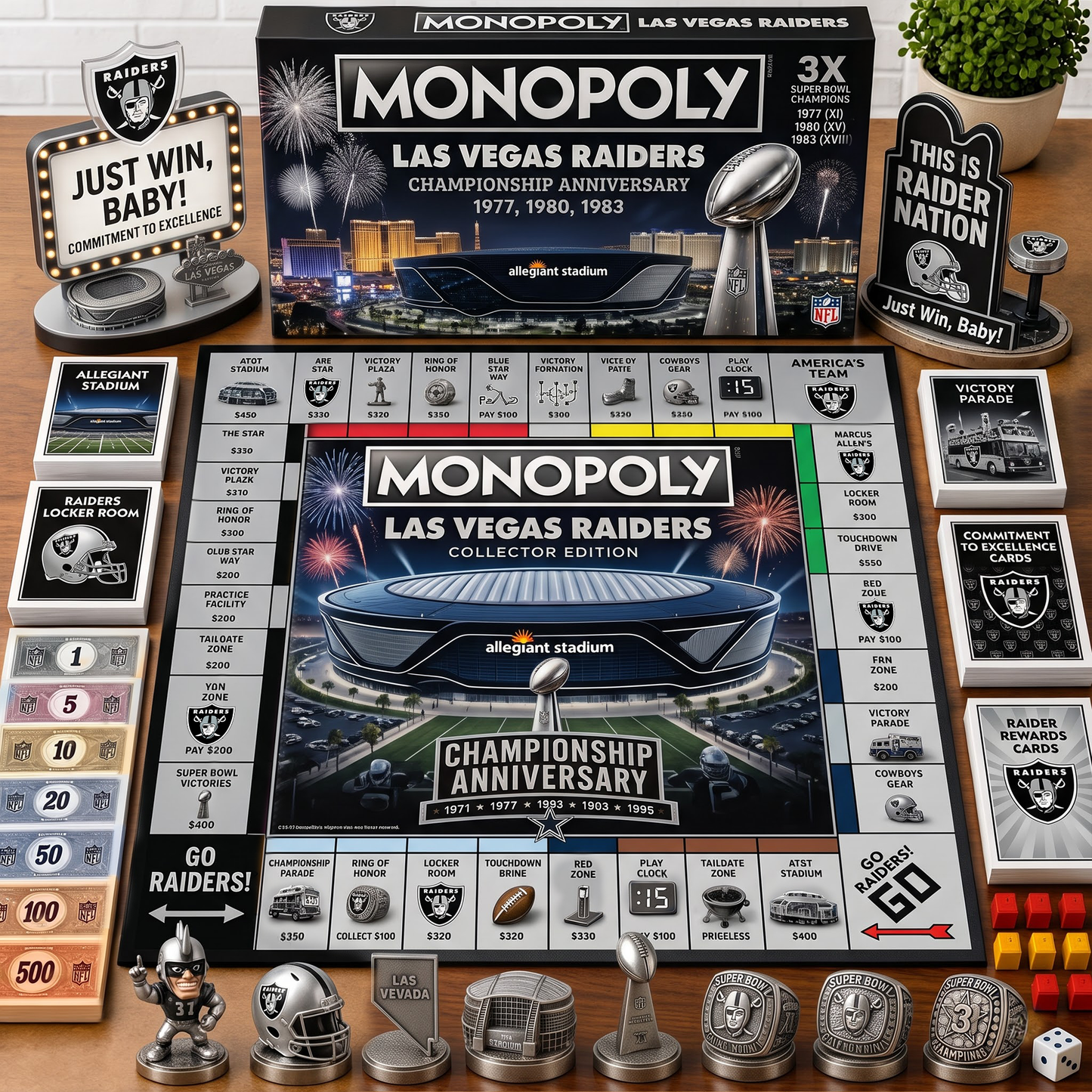 Premium NFL LV Championship Anniversary Monopoly Collector’s Edition Board Game V3