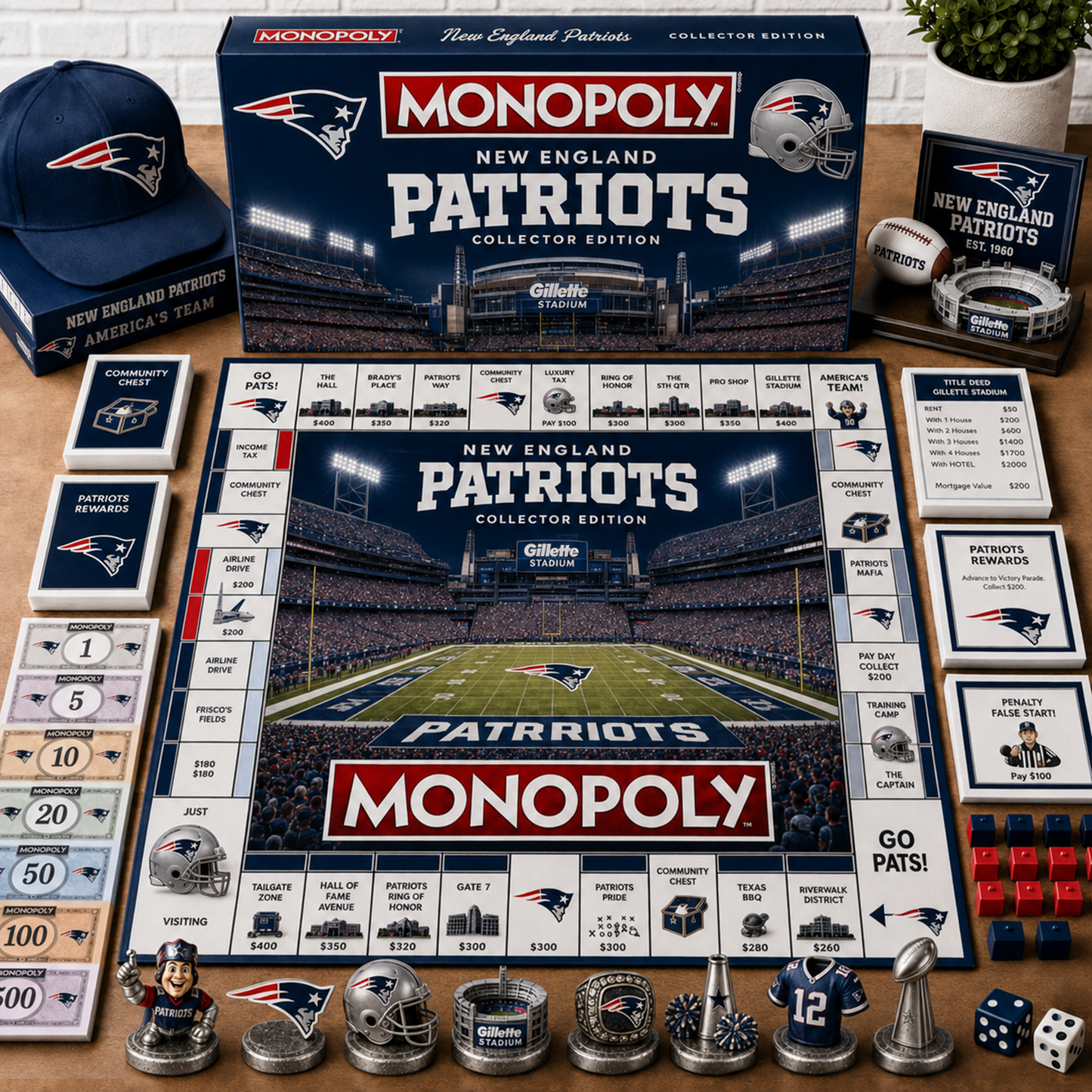 Premium NFL NE Monopoly Collector Edition Board Game