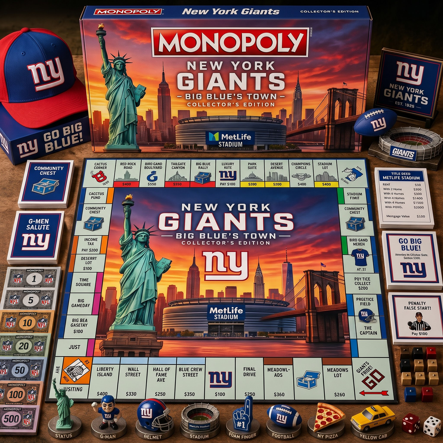 Premium NFL NYG Legacy Monopoly Collector’s Edition Board Game V2