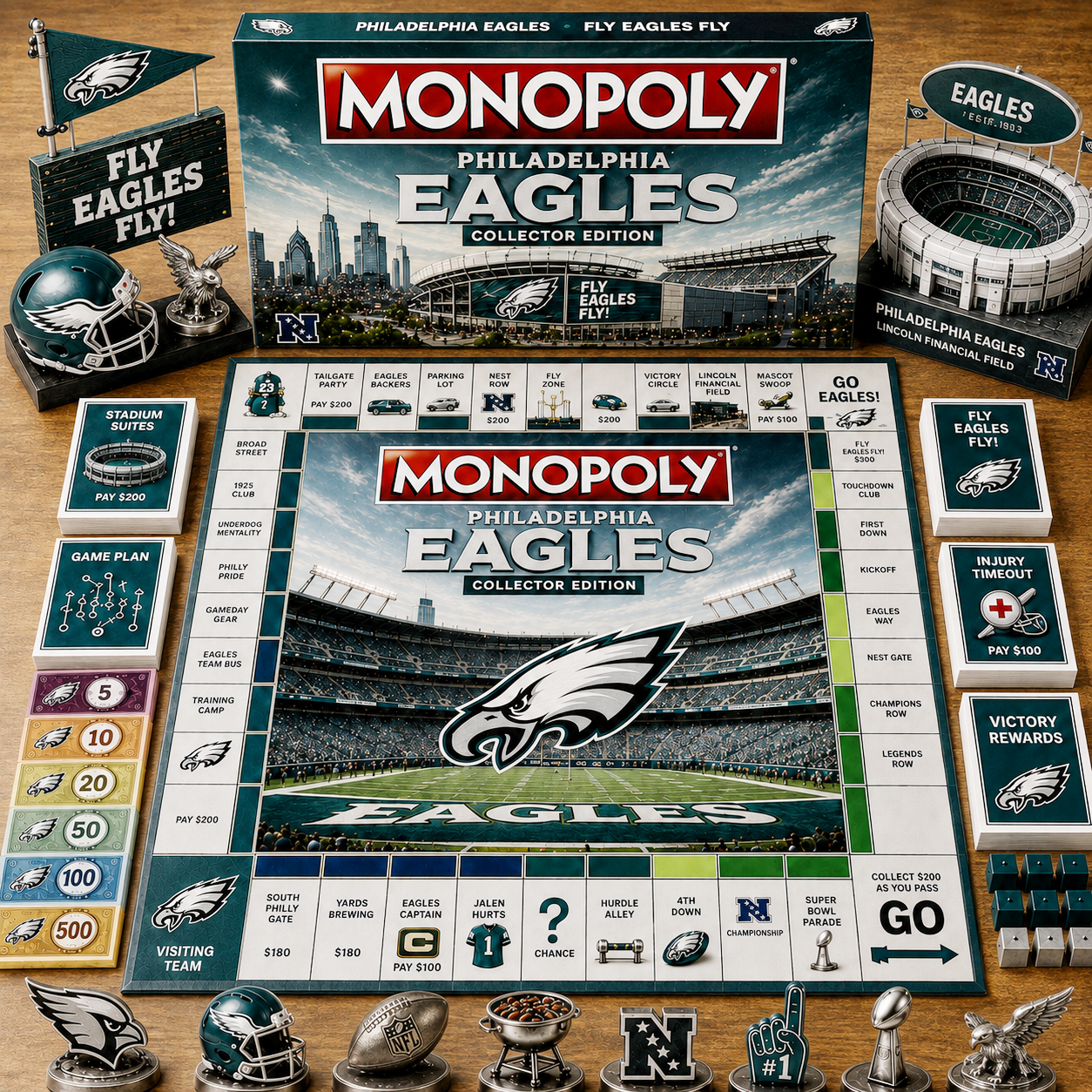 Premium NFL PE Game Night Monopoly Collector’s Edition Board Game V5