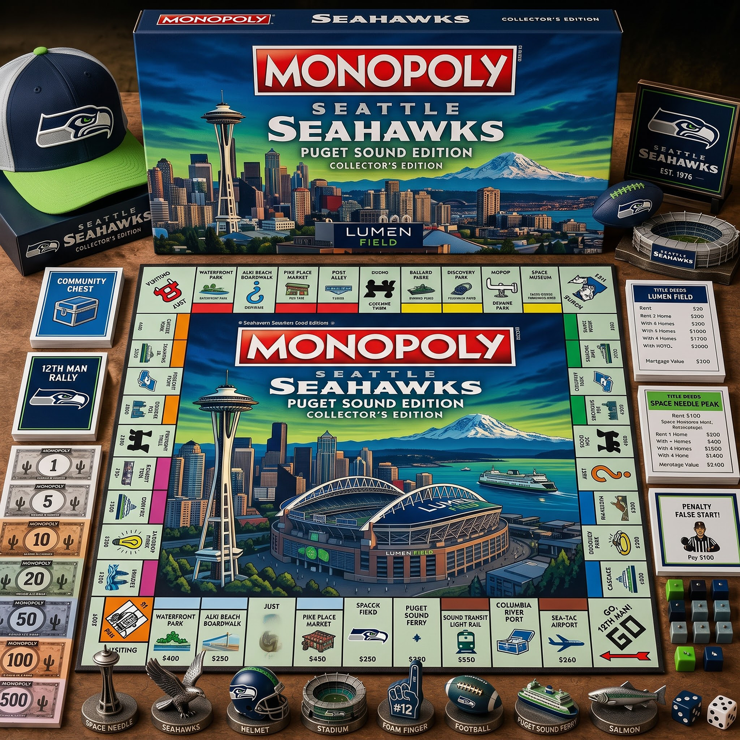 Premium NFL SEA Legacy Monopoly Collector’s Edition Board Game V2