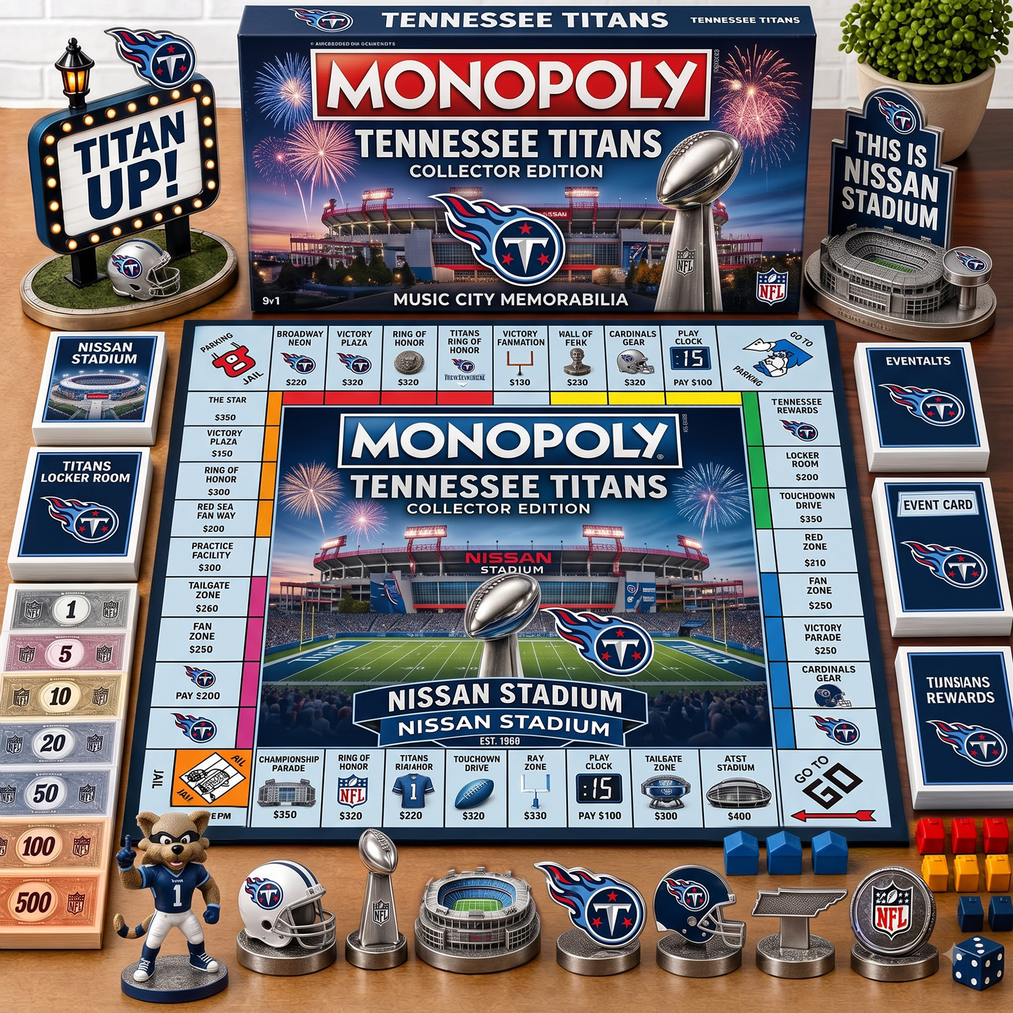 Premium NFL TEN Championship Anniversary Monopoly Collector’s Edition Board Game V3