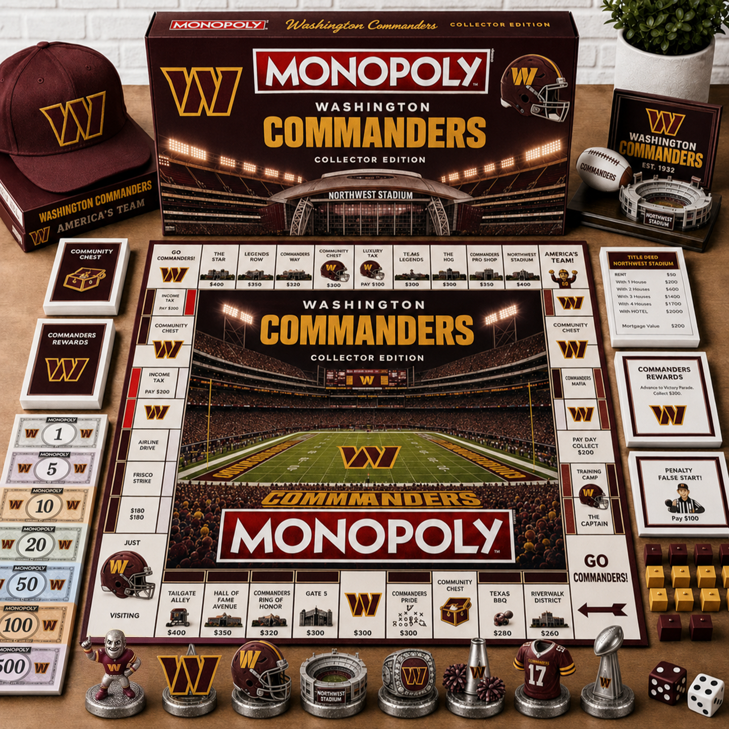 Premium NFL WAS Monopoly Collector Edition Board Game