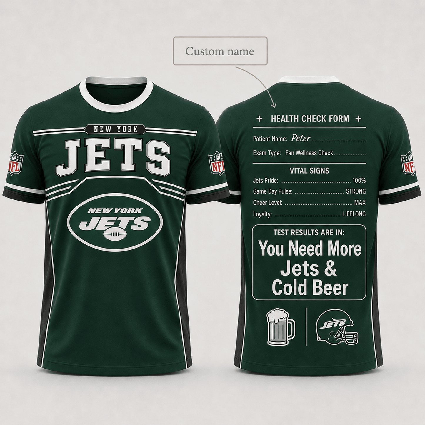 Premium NFL x NYJ Funny Personalized Health Check Form 3D Shirt Football Enthusiasts 040726