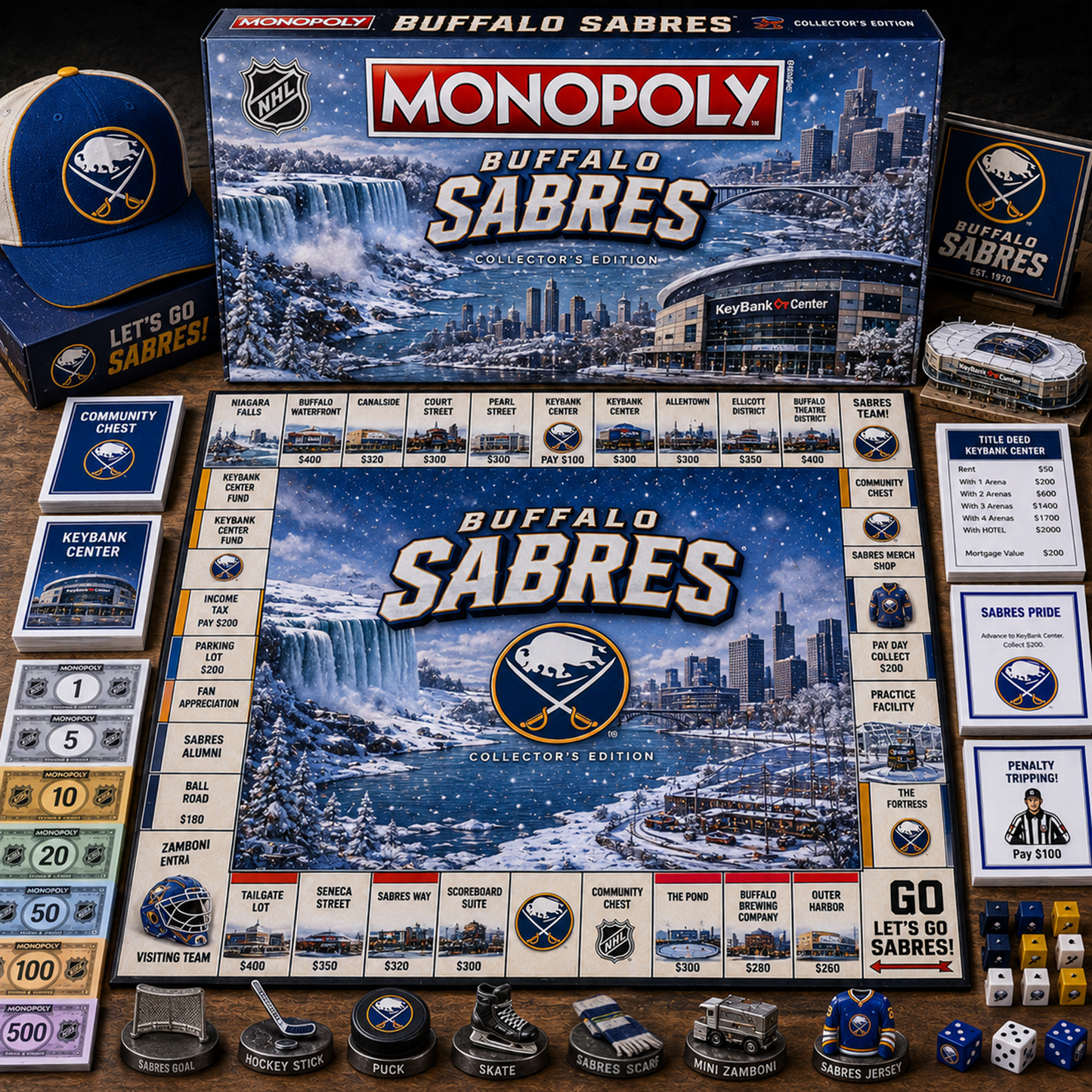 Premium NHL BUF Legacy Monopoly Collector’s Edition Board Game V2 NMD 150826 TTV