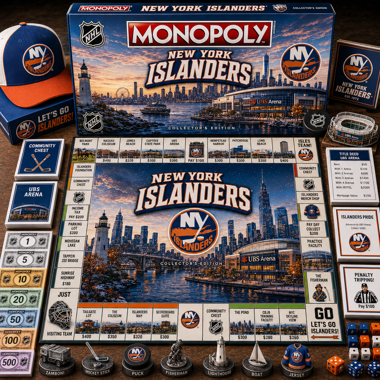 Premium NHL NYI Legacy Monopoly Collector’s Edition Board Game V2 NMD 150826 TTV