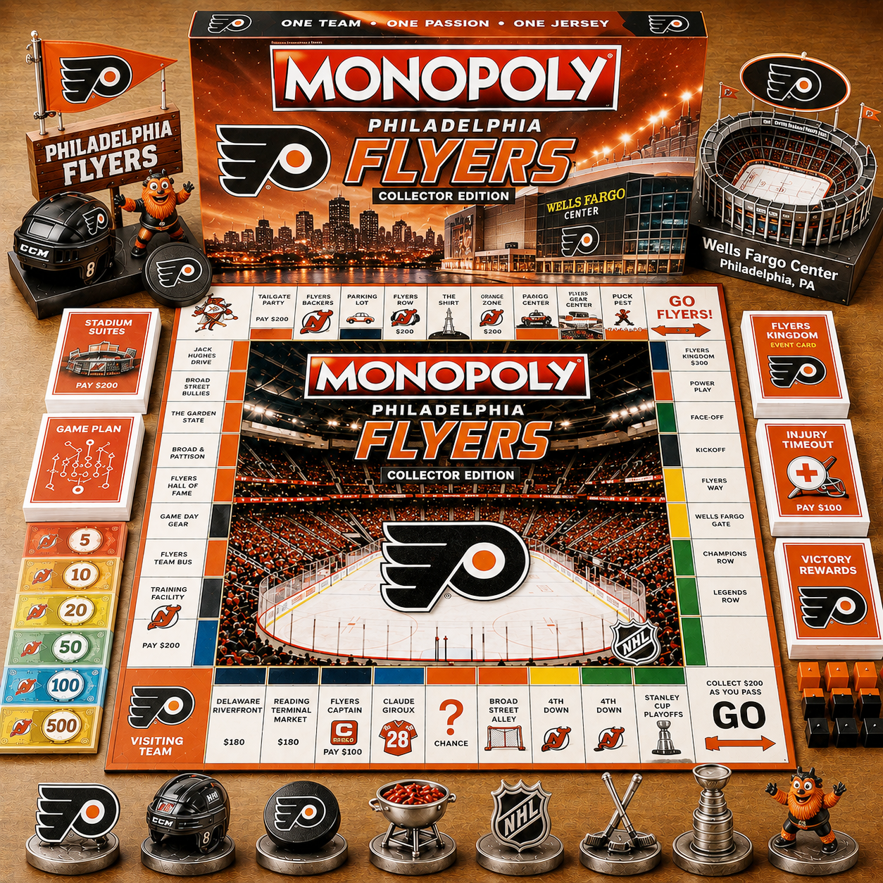 Premium NHL PF Game Night Monopoly Collector’s Edition Board Game V5