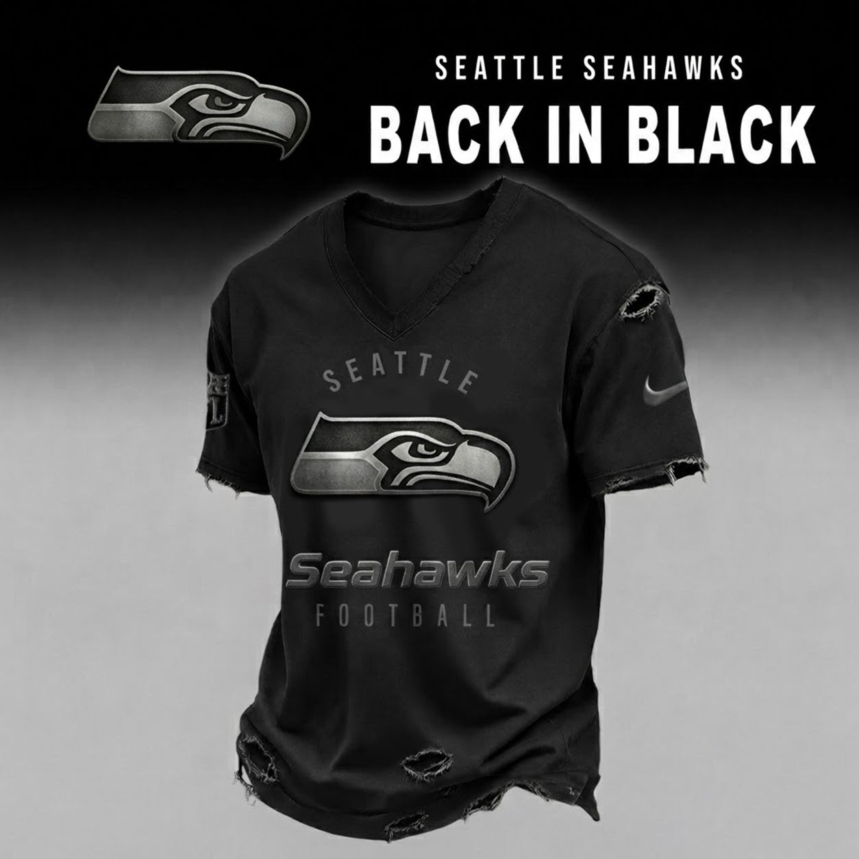 SS x NFL Back In Black V-neck Shirt 290626