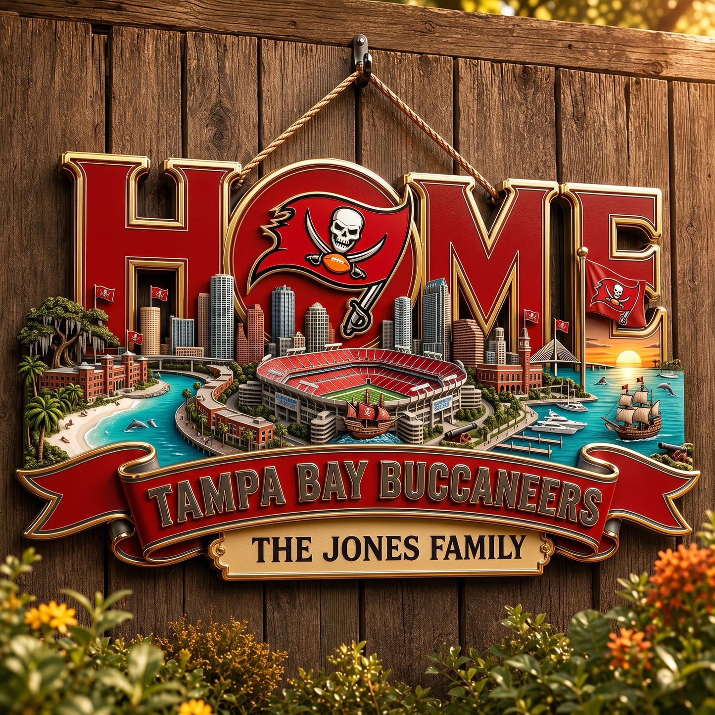 TBB x NFL Team Home Metal Sign Custom Any Name Gifts For Home Decor