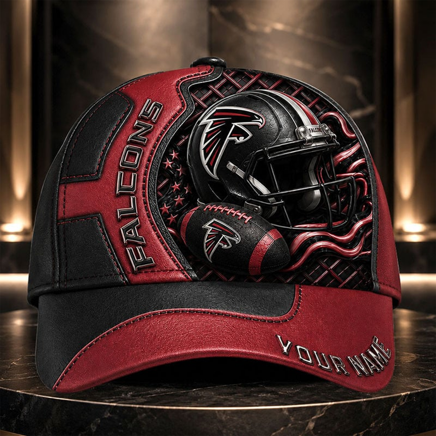 AF _NFL Legacy 3D Premium Leather Cap – Personalized Edition